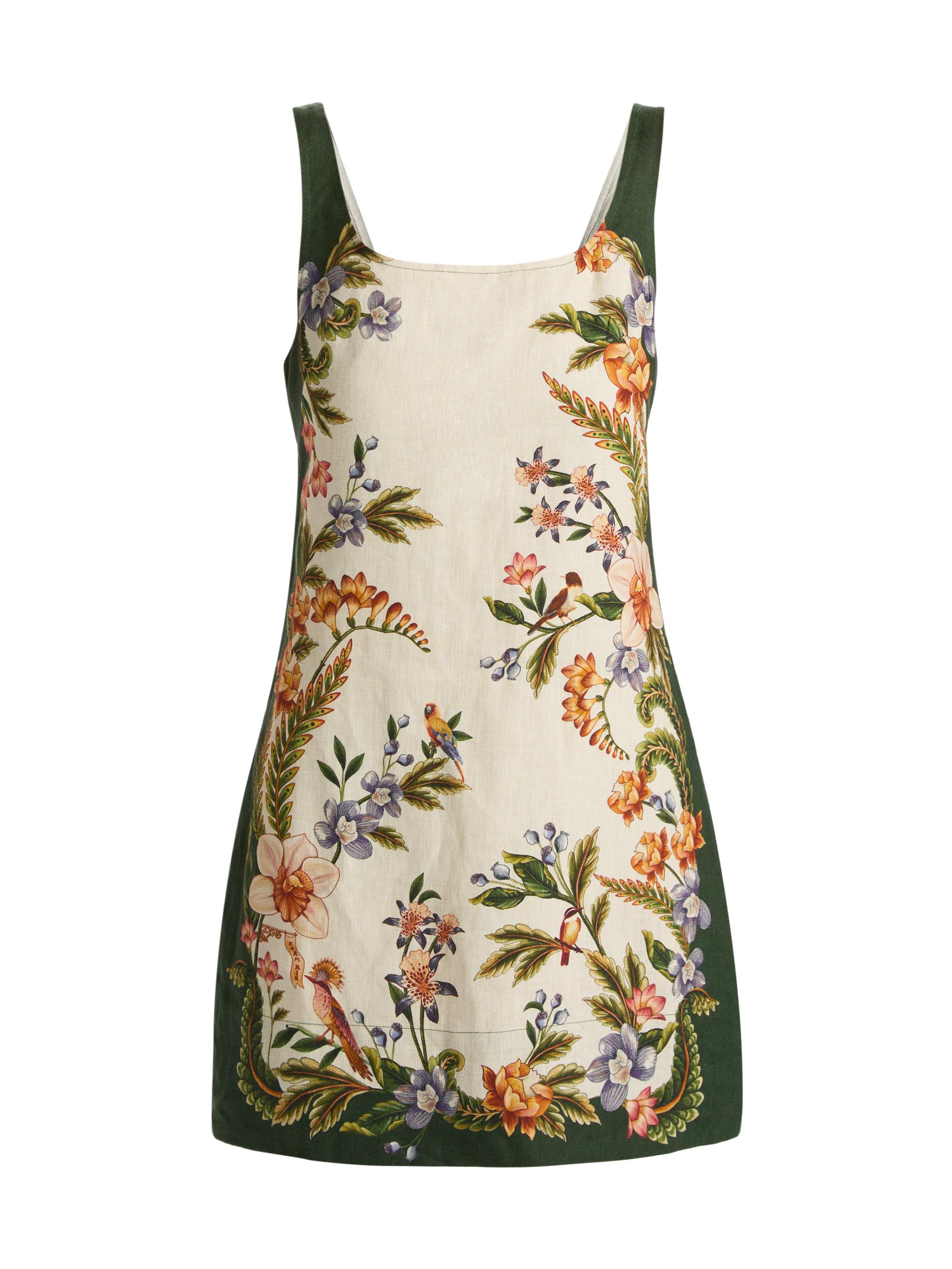 Nature Sand Floral Linen Minidress