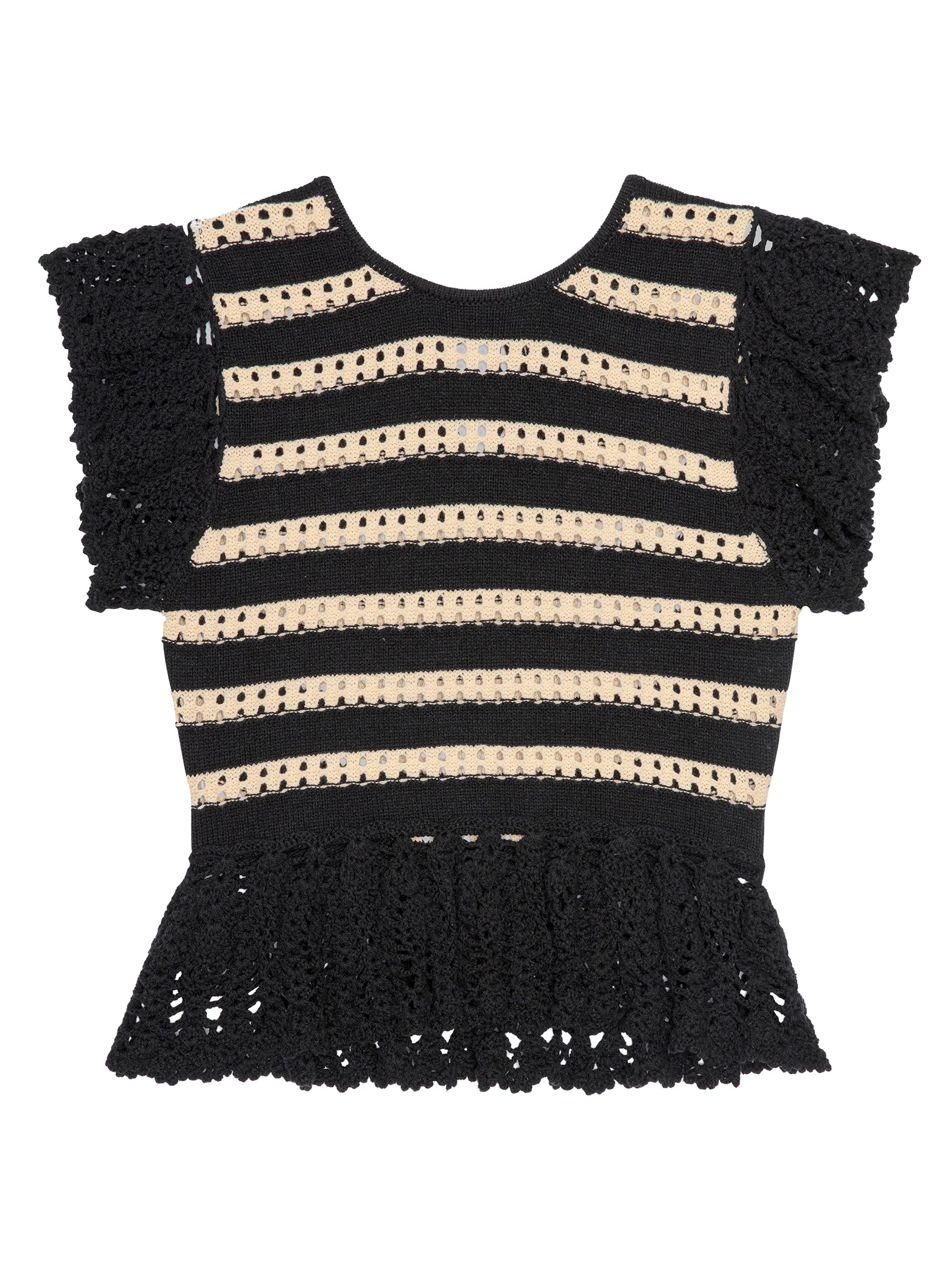 Coen Stripe Flutter-Sleeve Top