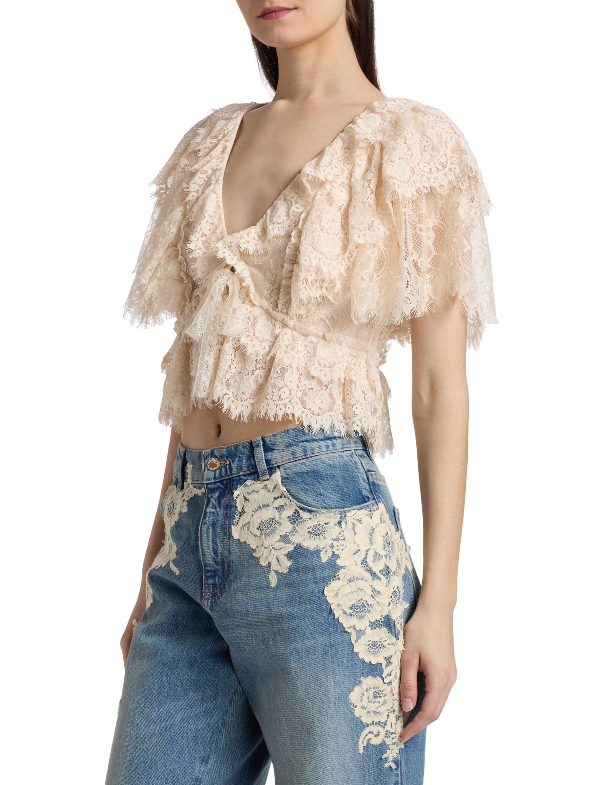 Caper Tiered Lace Crop Top, image 5 of 7