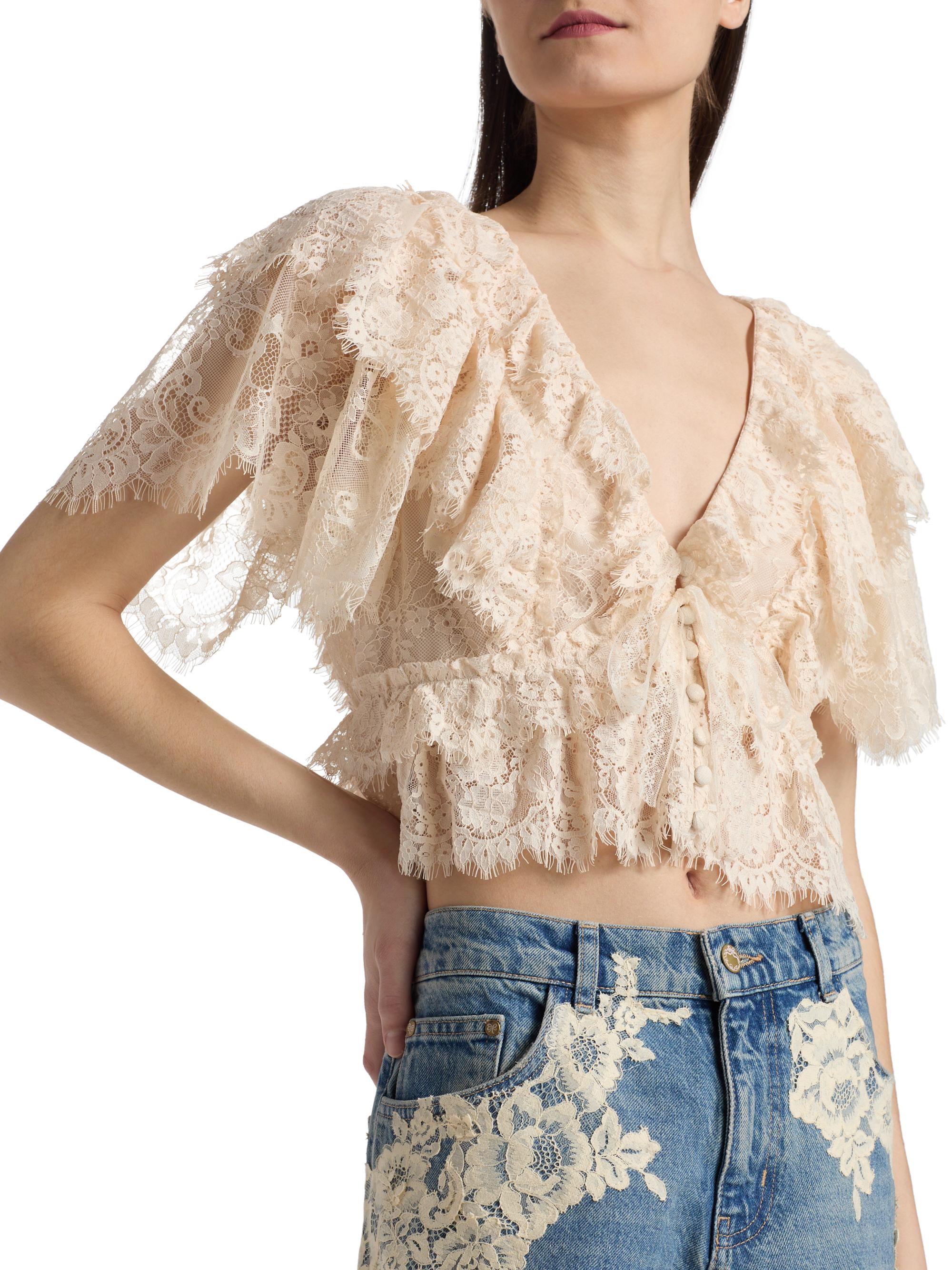 Caper Tiered Lace Crop Top, image 3 of 7