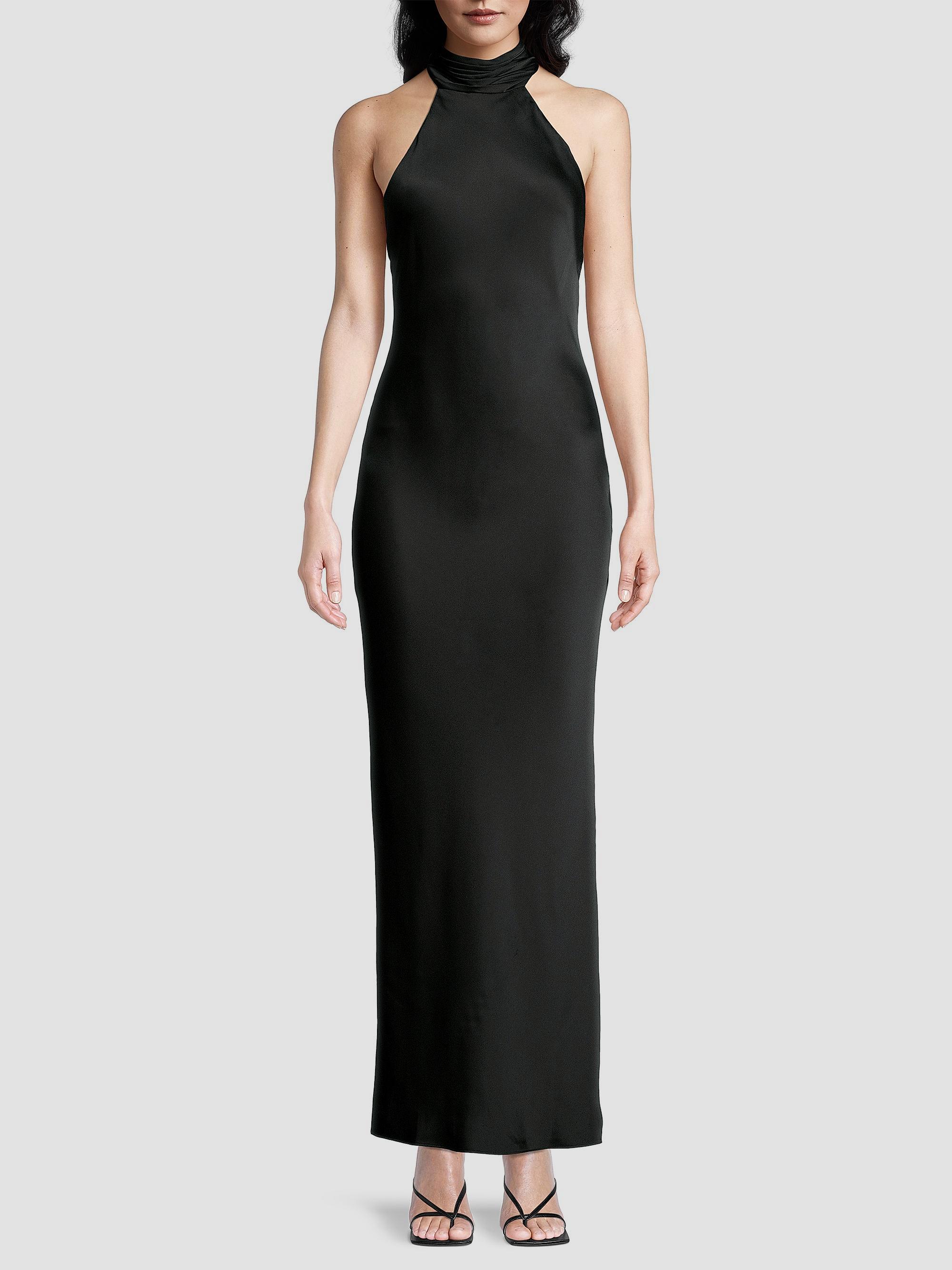 Tatiana High-Neck Satin Gown, image 5 of 6