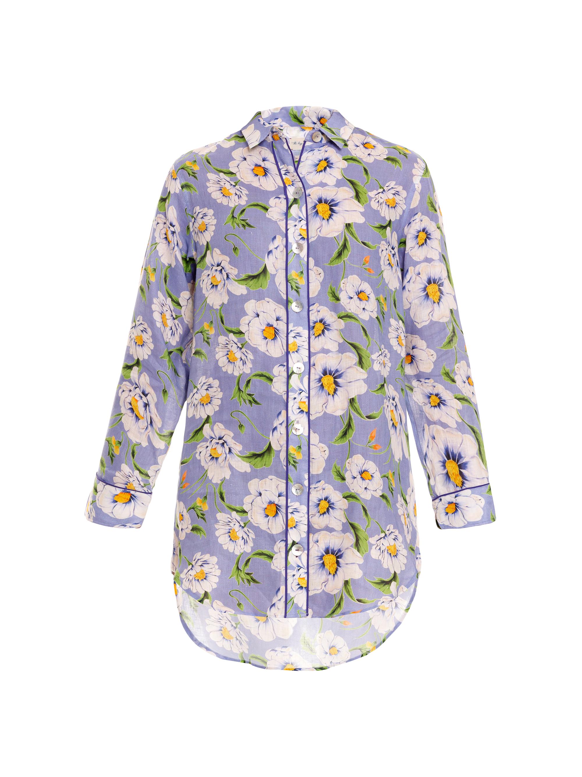 Linen Floral Mini Shirtdress