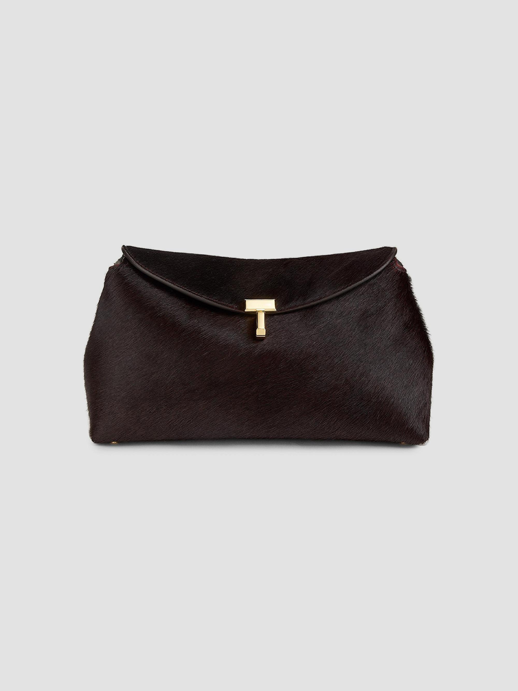 T-Lock Pony Hair Leather Clutch