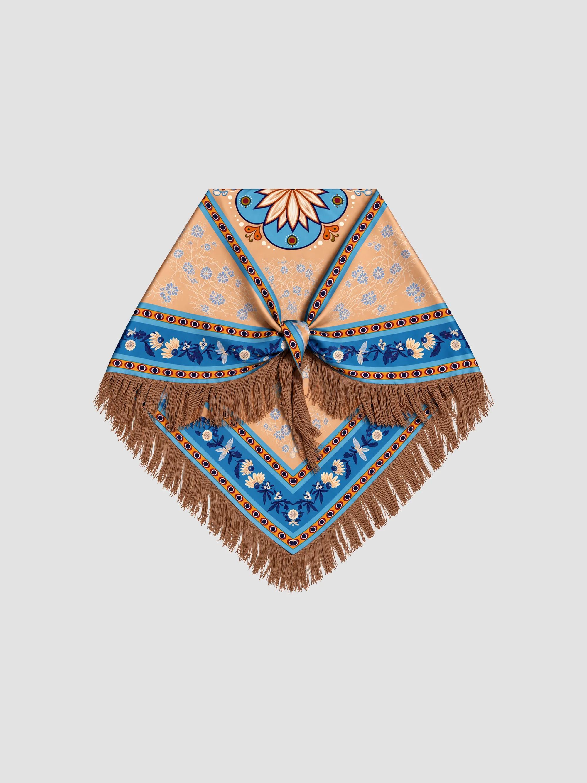 Gaia Printed Silk Triangle Scarf