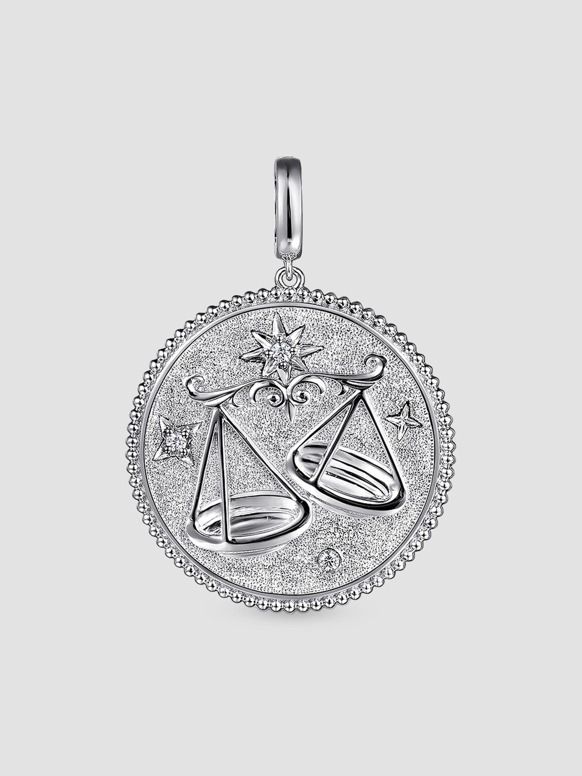 Bujukan Libra Medallion Sterling Silver & White Sapphire Pendant