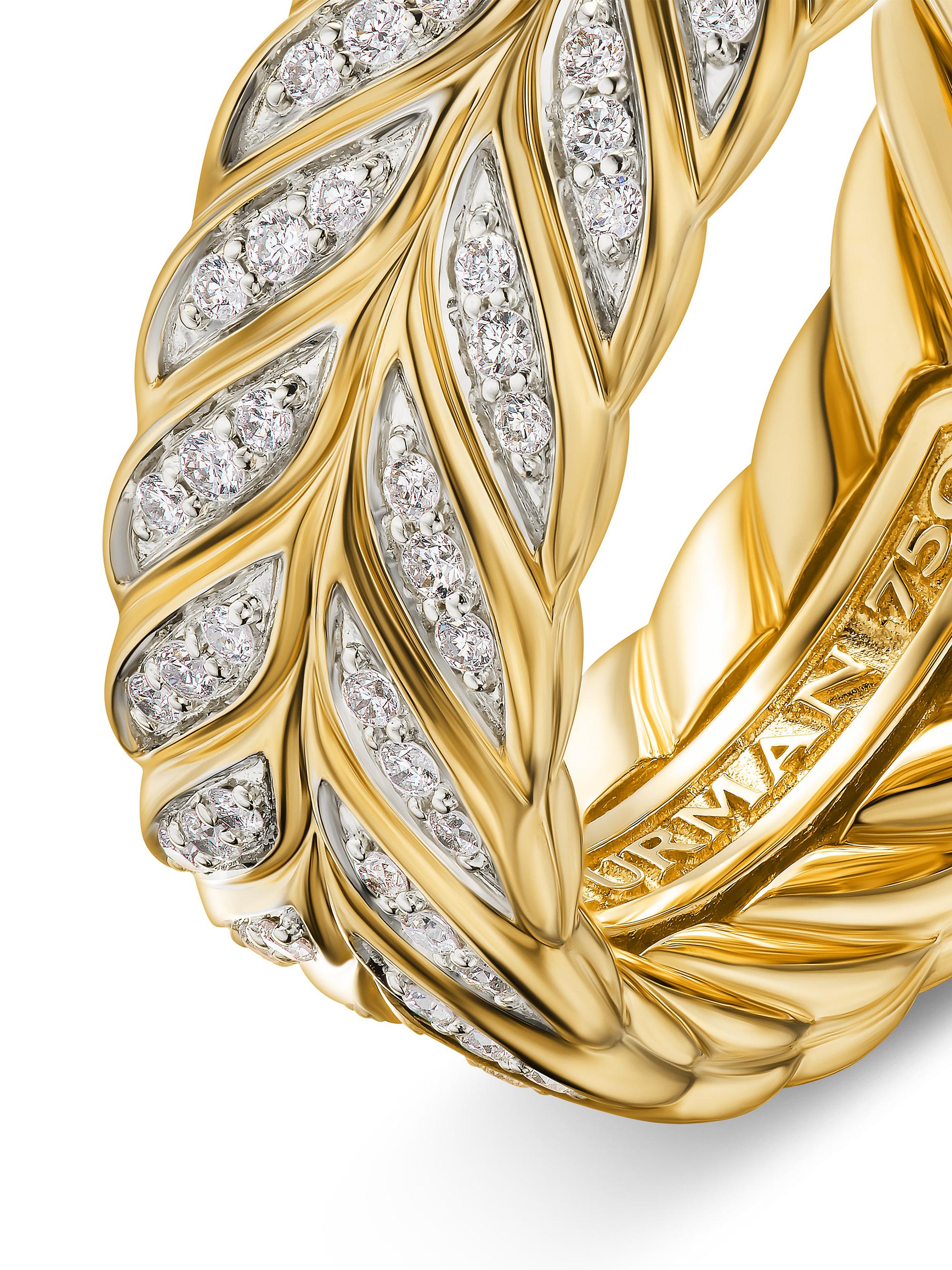 Chevron Pave Band Ring in 18K Yellow Gold, image 3 of 6