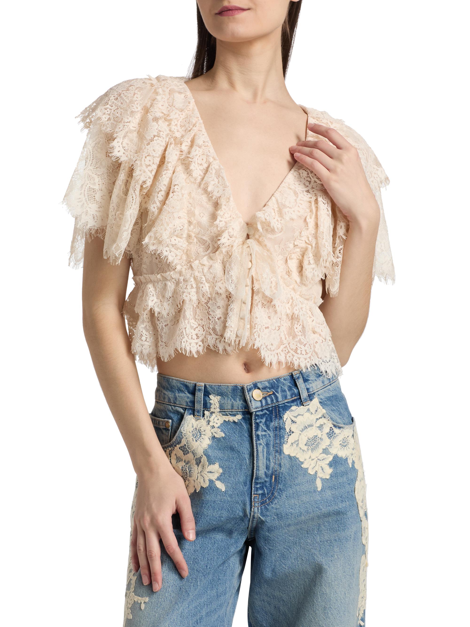 Caper Tiered Lace Crop Top, image 6 of 7