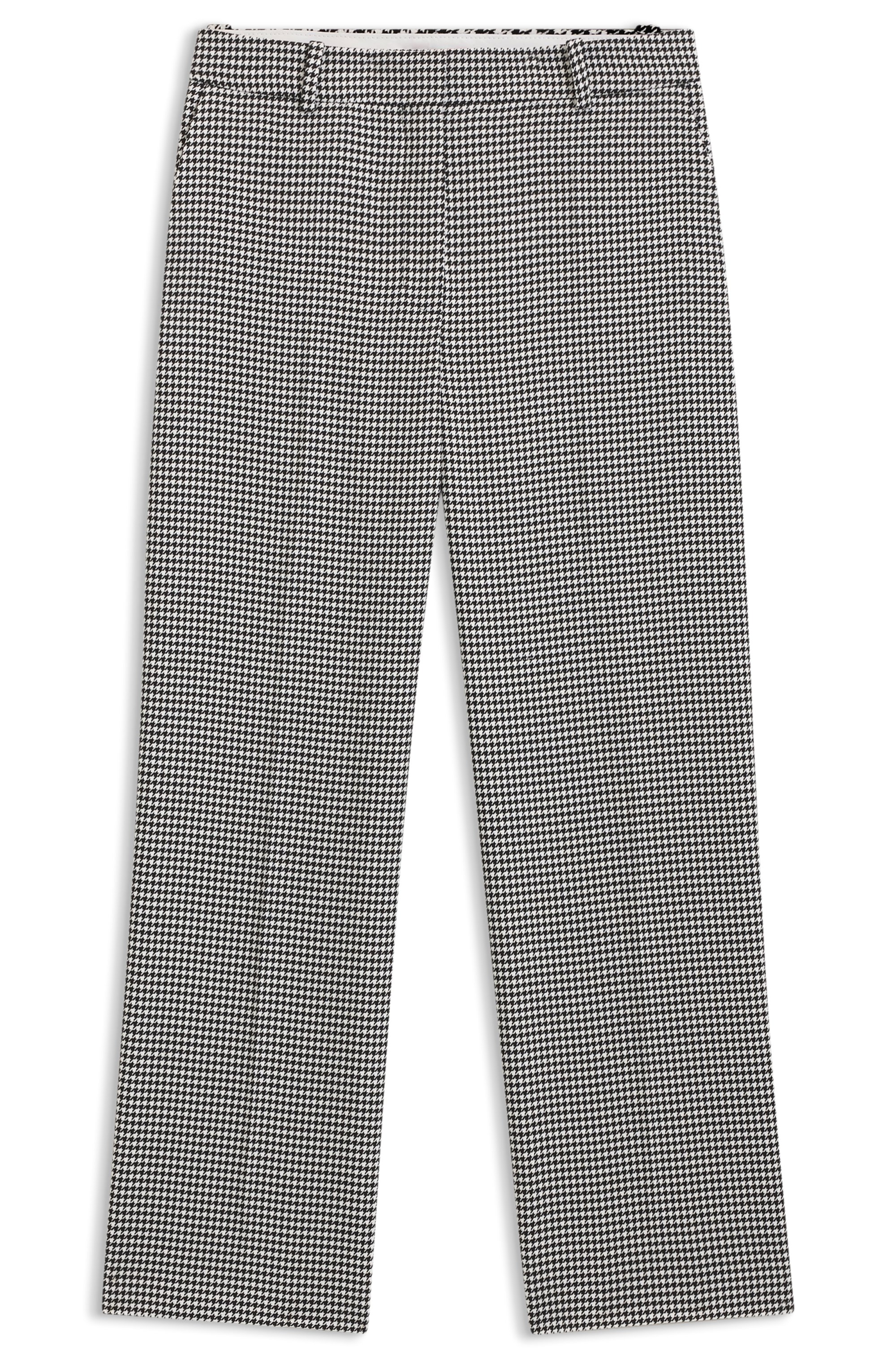 Houndstooth straight-leg trousers in stretch fabric