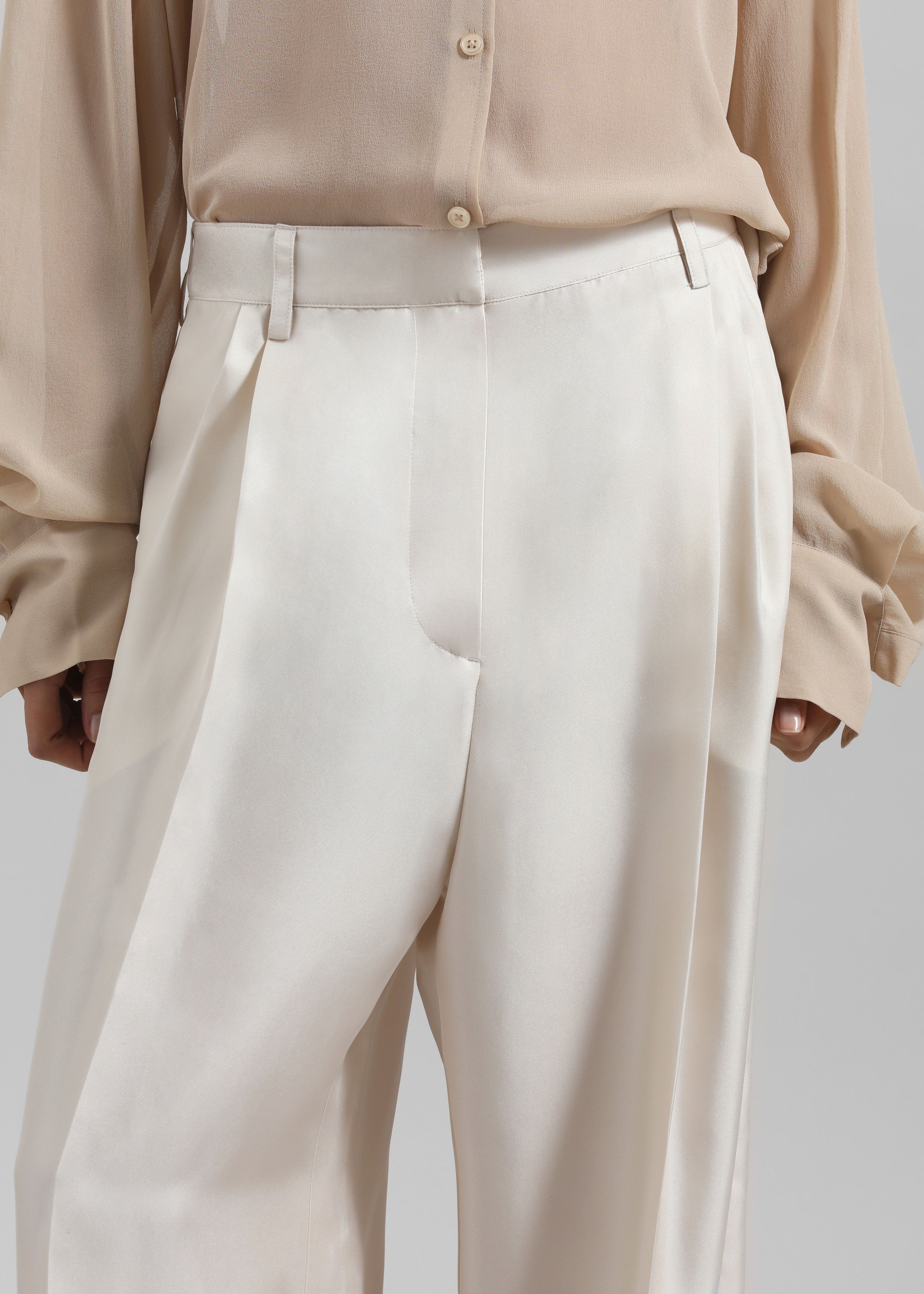 Marfa Pleated Silk Trousers, image 2 of 7