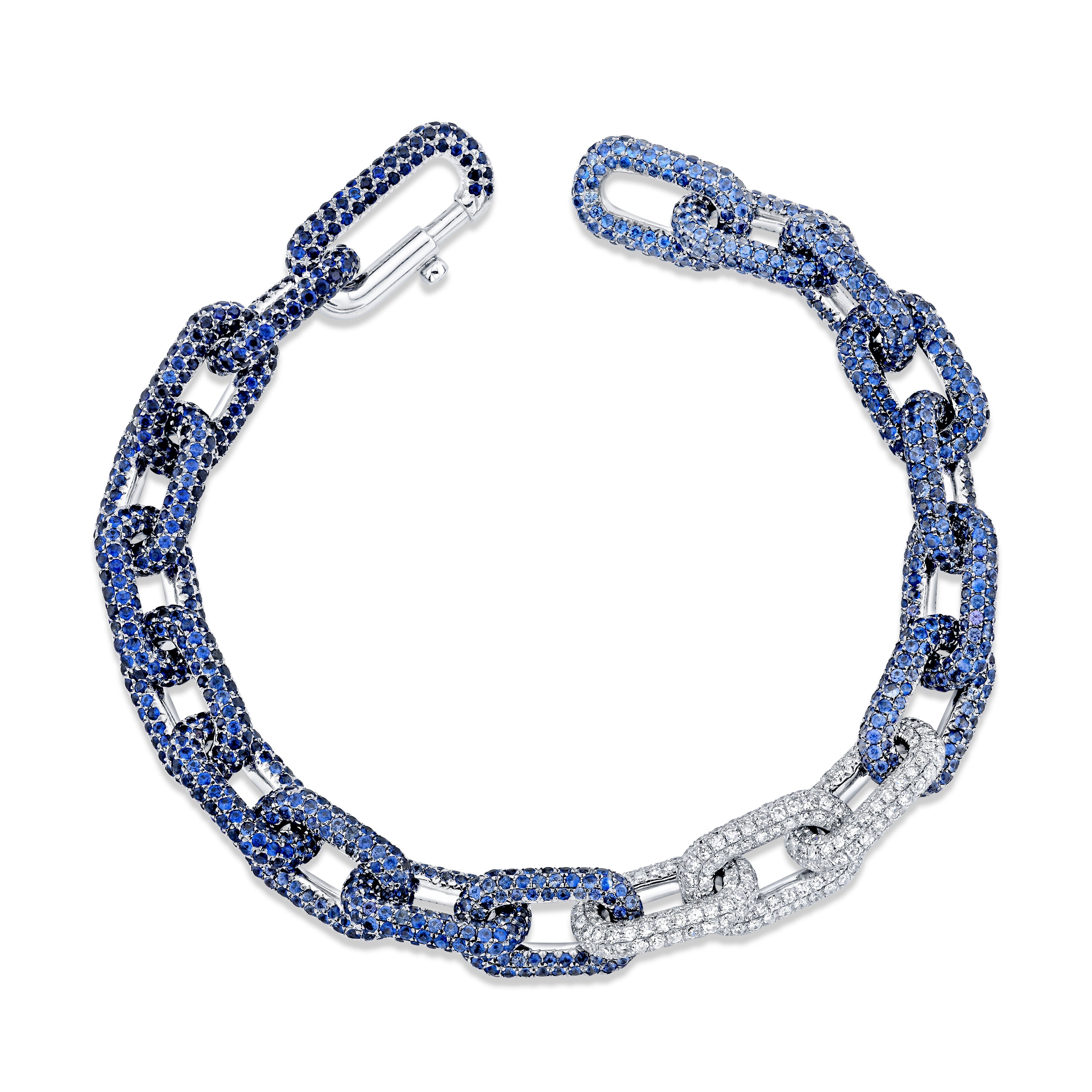 READY TO SHIP MEN'S BLUE SAPPHIRE OMBRE CABLE LINK BRACELET