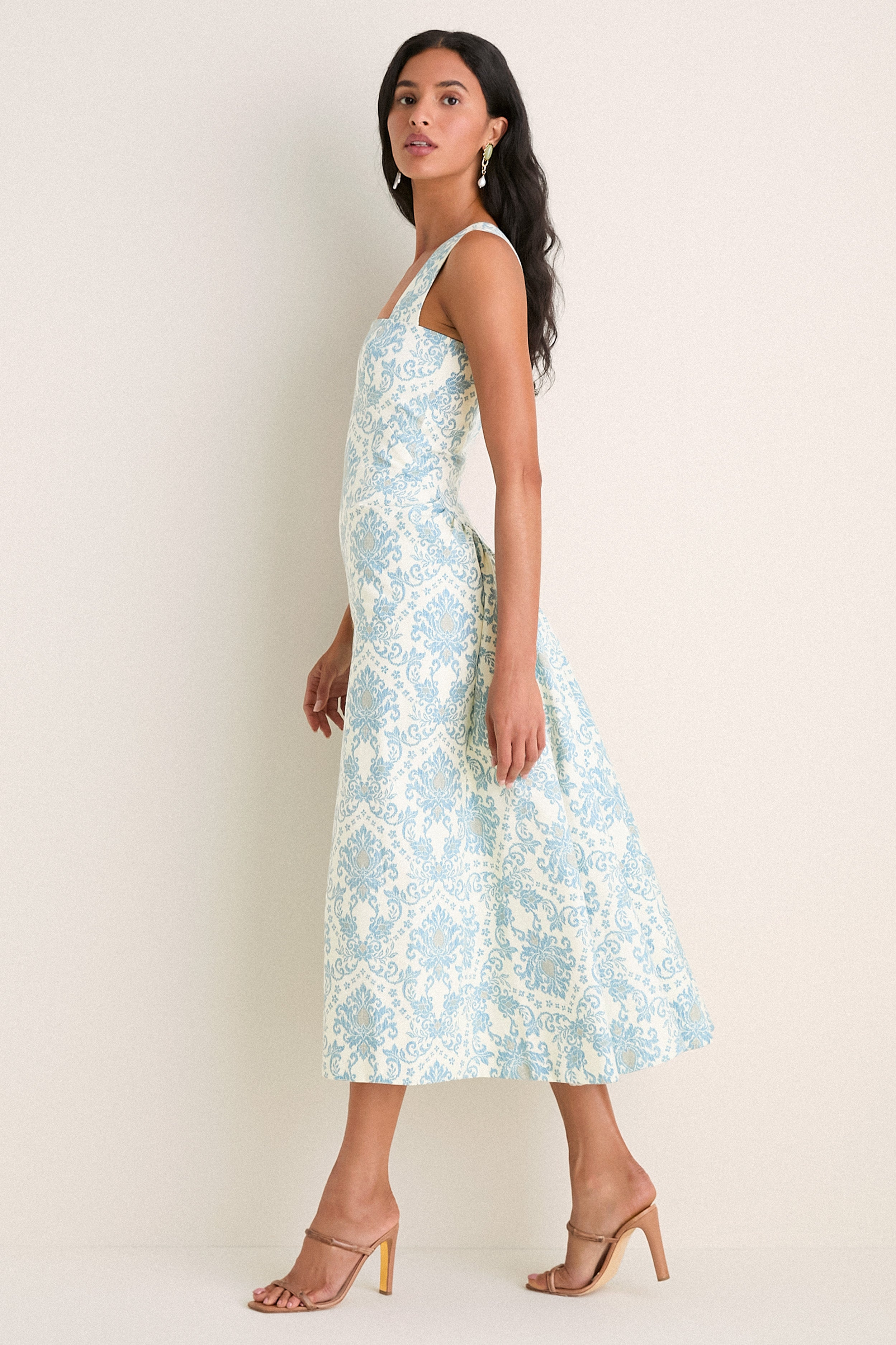 Exclusive Blue Damask Ashbourne Midi Dress — Image 5