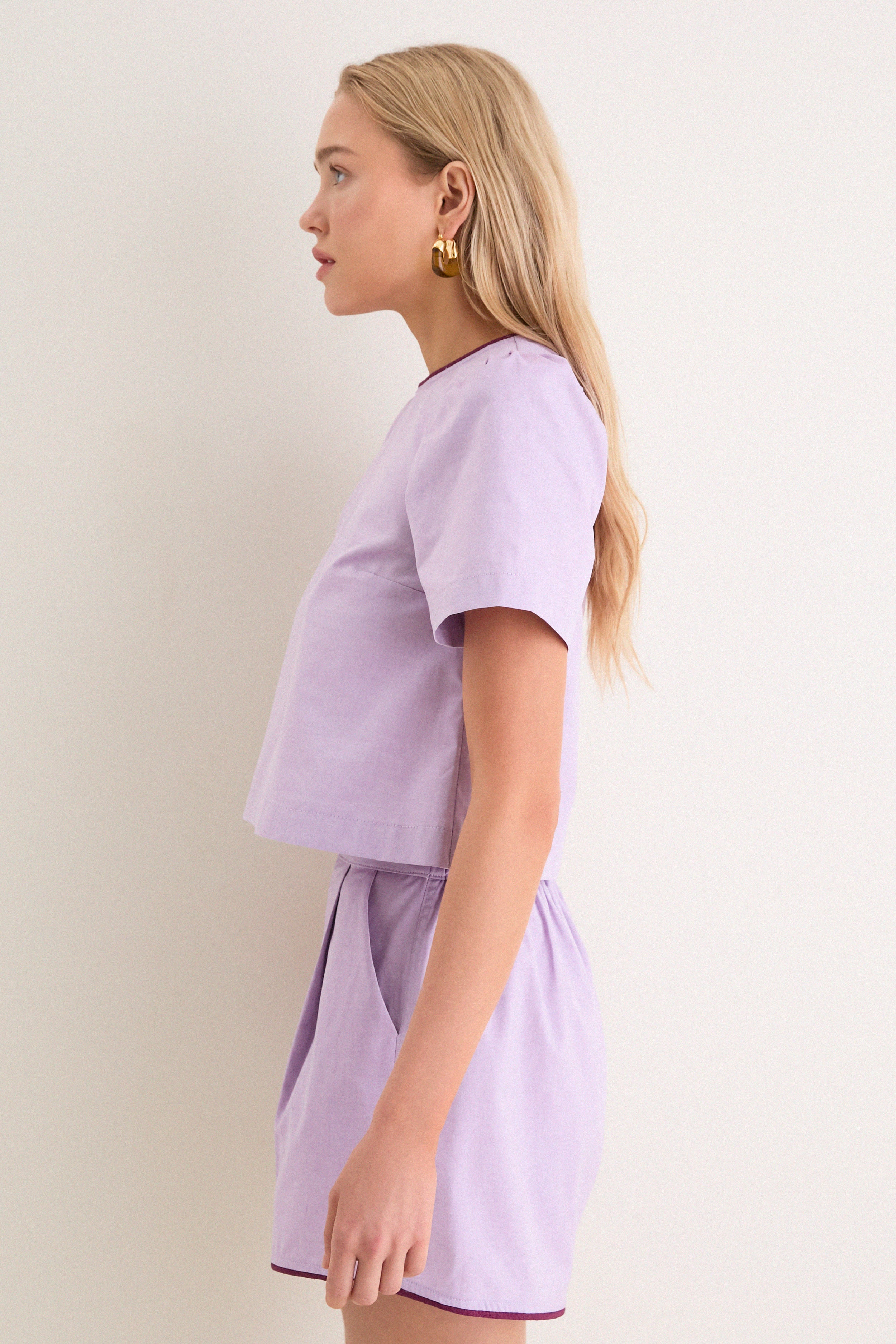 Exclusive Purple Oxford with Plum Piping Lee Top — Image 6