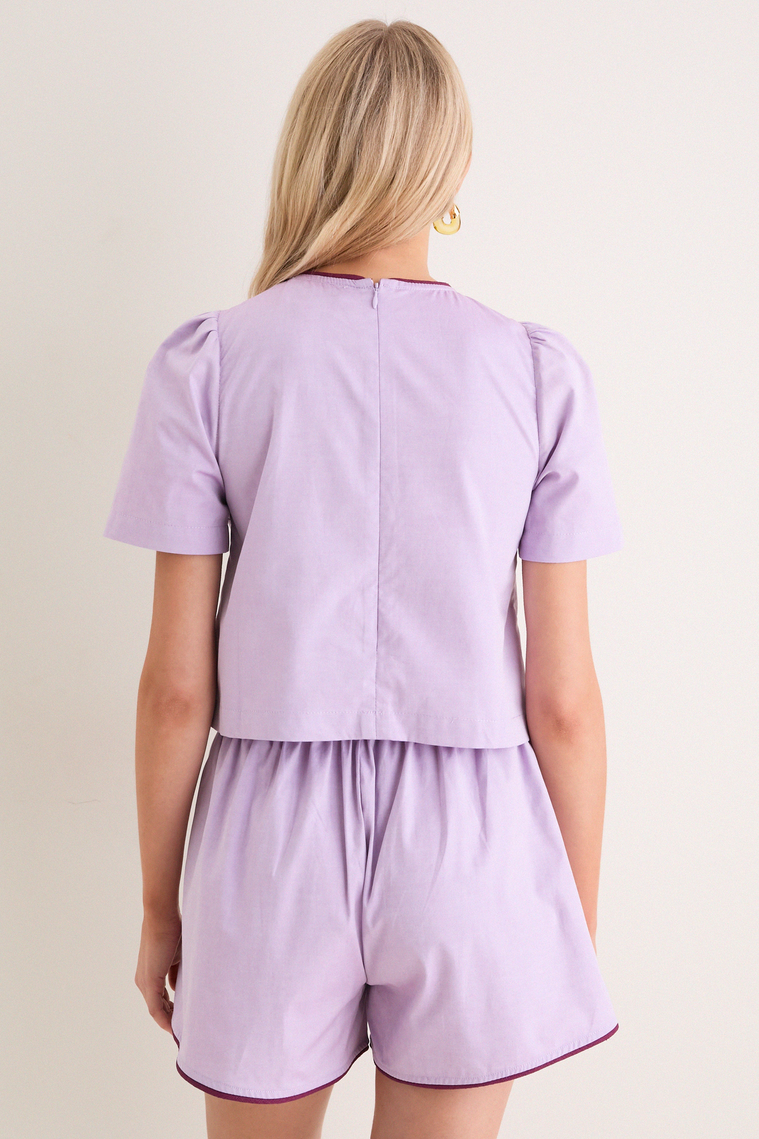 Exclusive Purple Oxford with Plum Piping Lee Top — Image 4