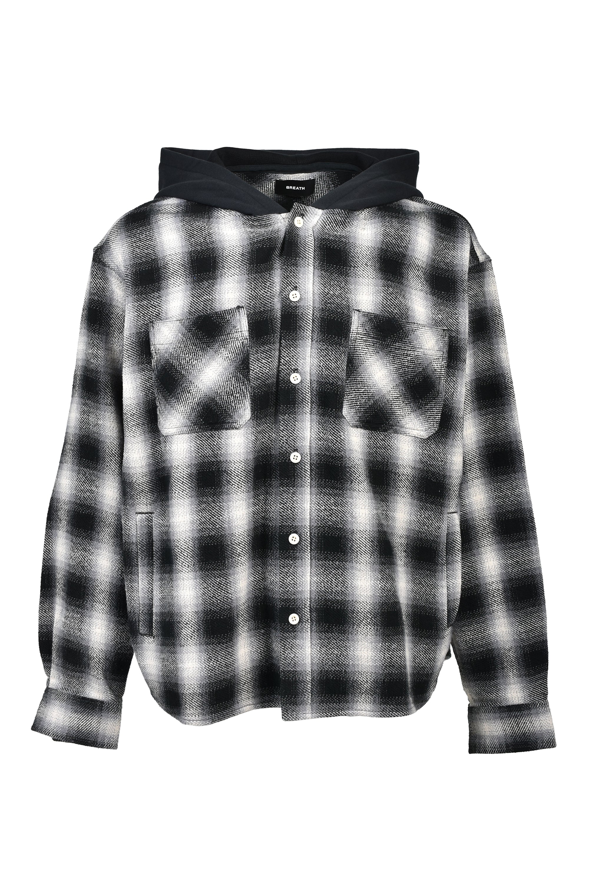 CHECK HOOD SHIRT / BLK