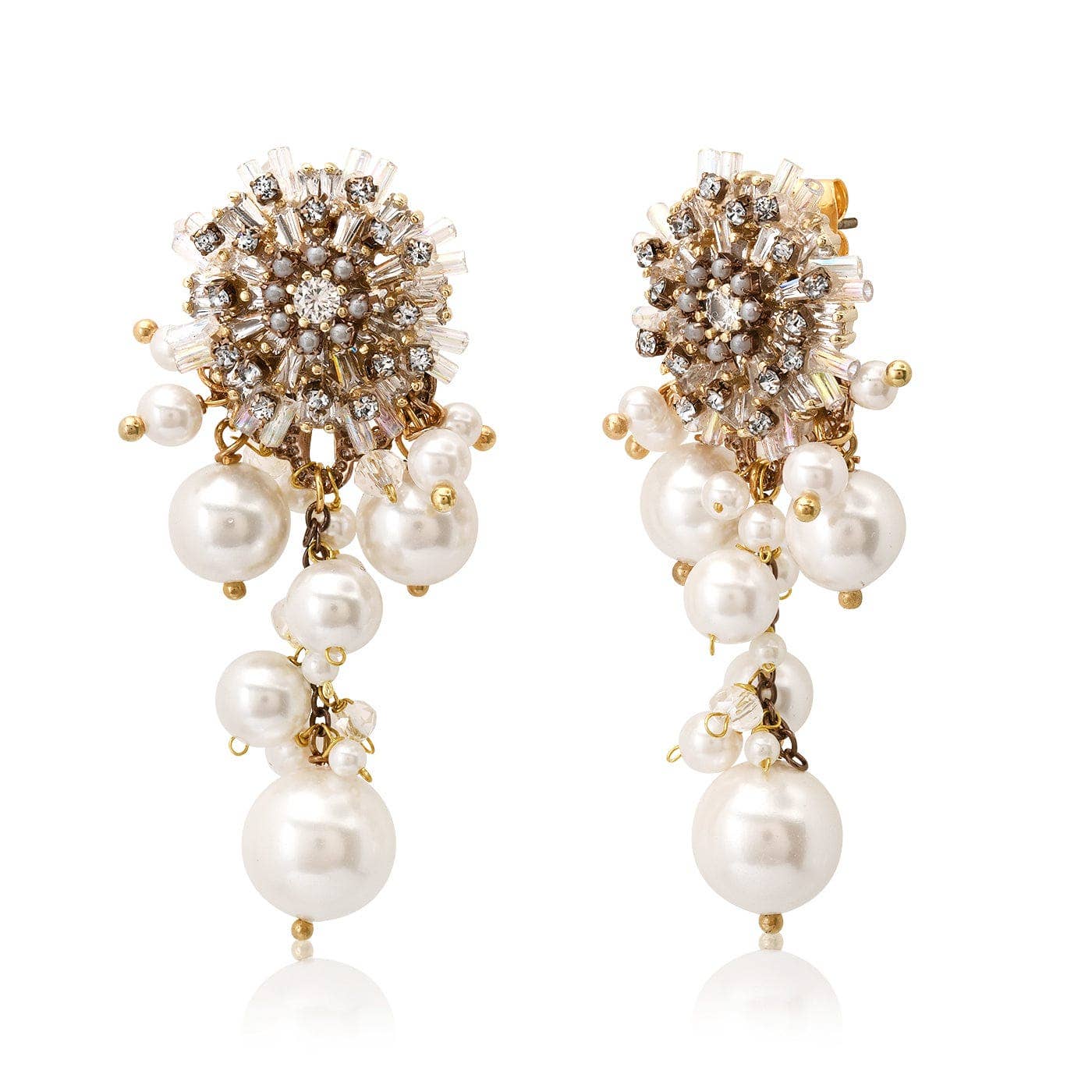 Pearls and Beads Cascading Earrings: Pearl