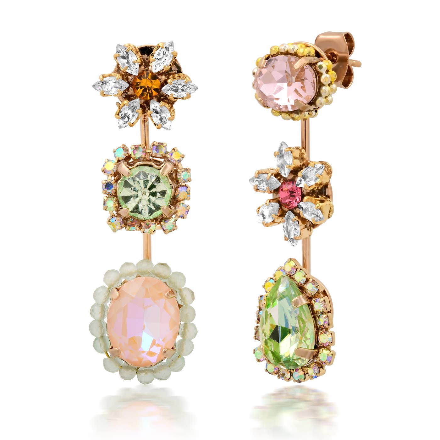Mismatched Gemmy Dangle Earrings: Assorted