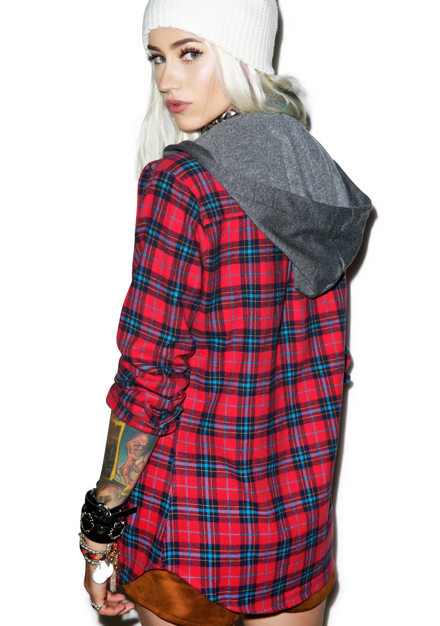 Hooded Plaid Shirt