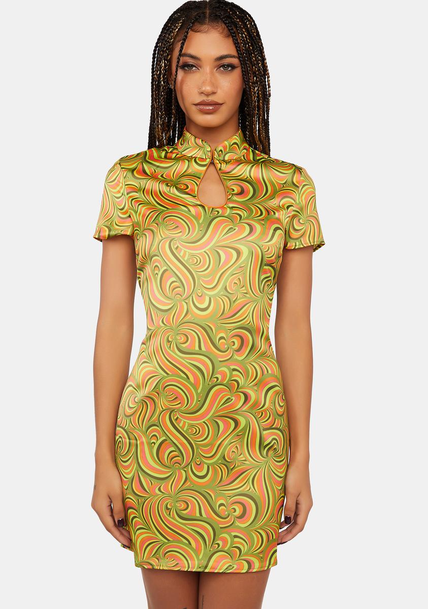 Psychedelic Keyhole Mini Dress