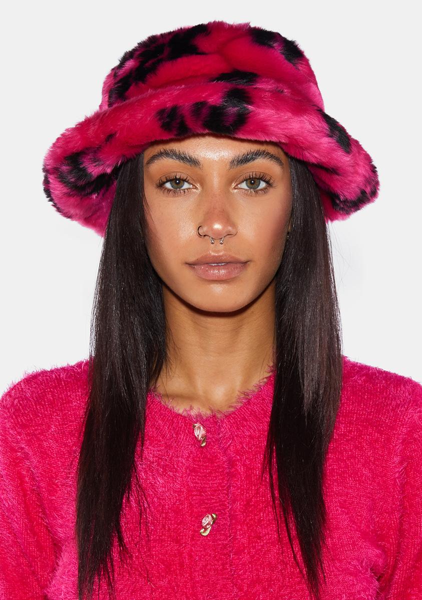 J'adore Dick Monogram Faux Fur Bucket Hat