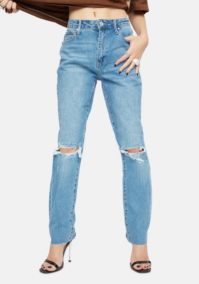Rene High Waist Distressed Denim Jeans