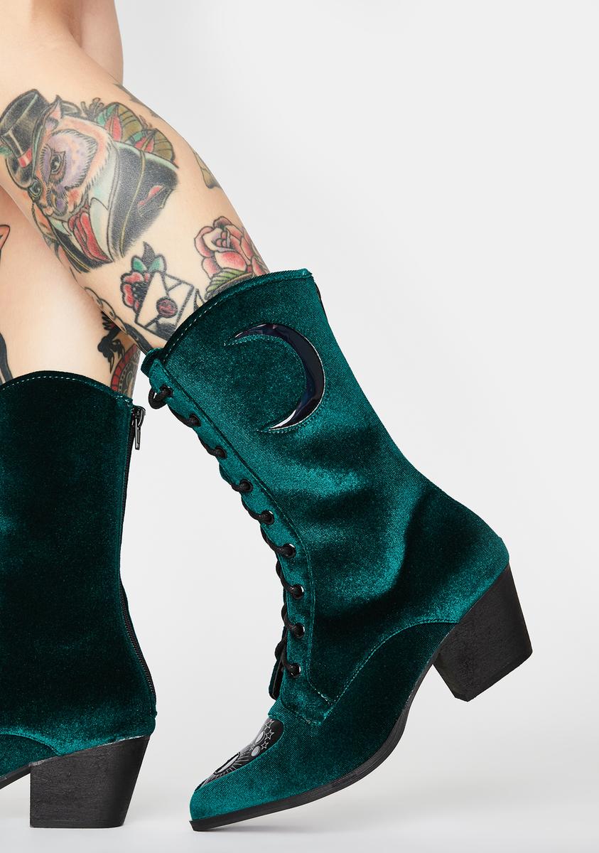 Green Spirit Velvet Boots