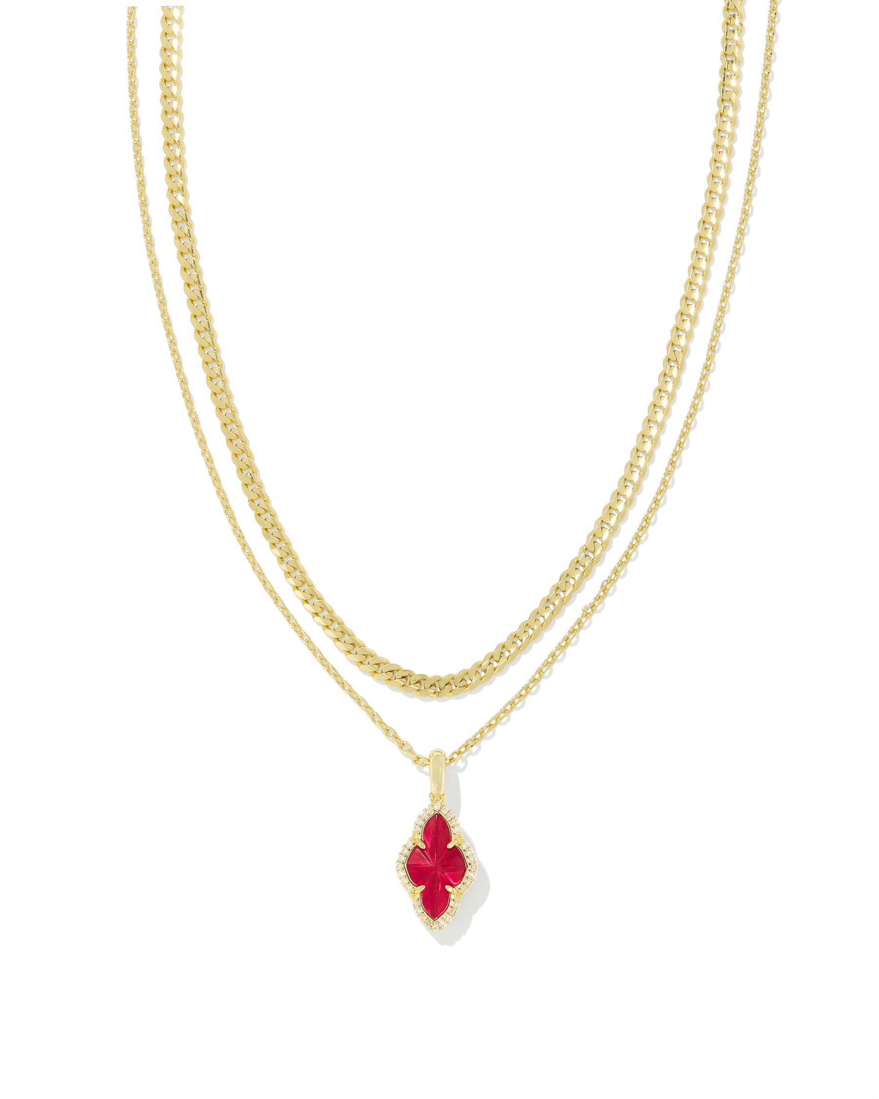 Abbie Gold Pave Frame Multi Strand Necklace