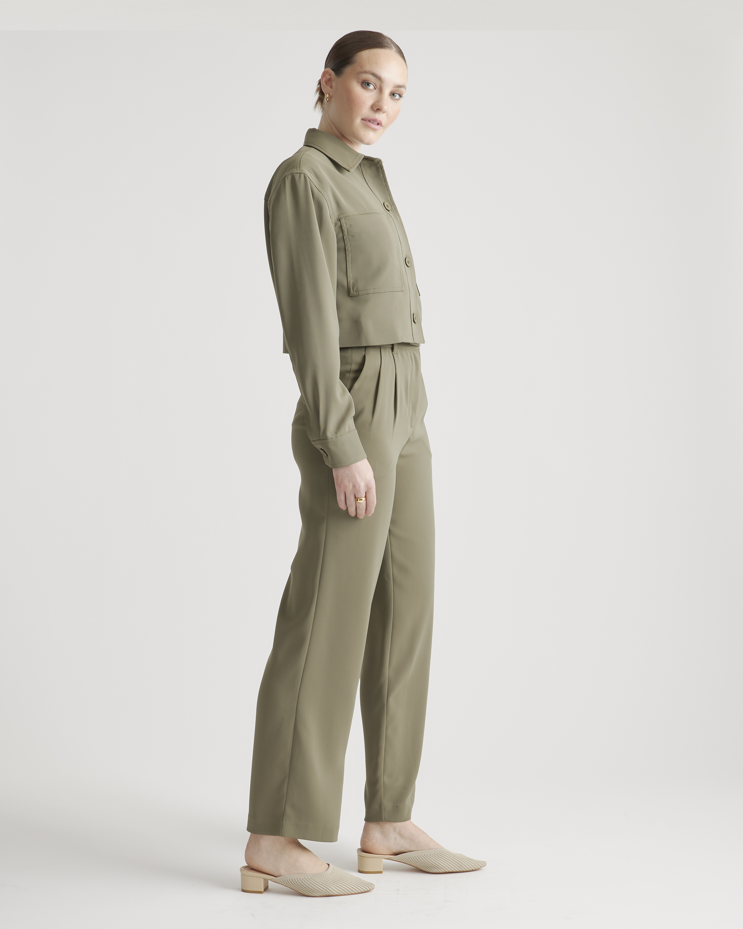 Stretch Crepe Cropped Jacket — Image 21
