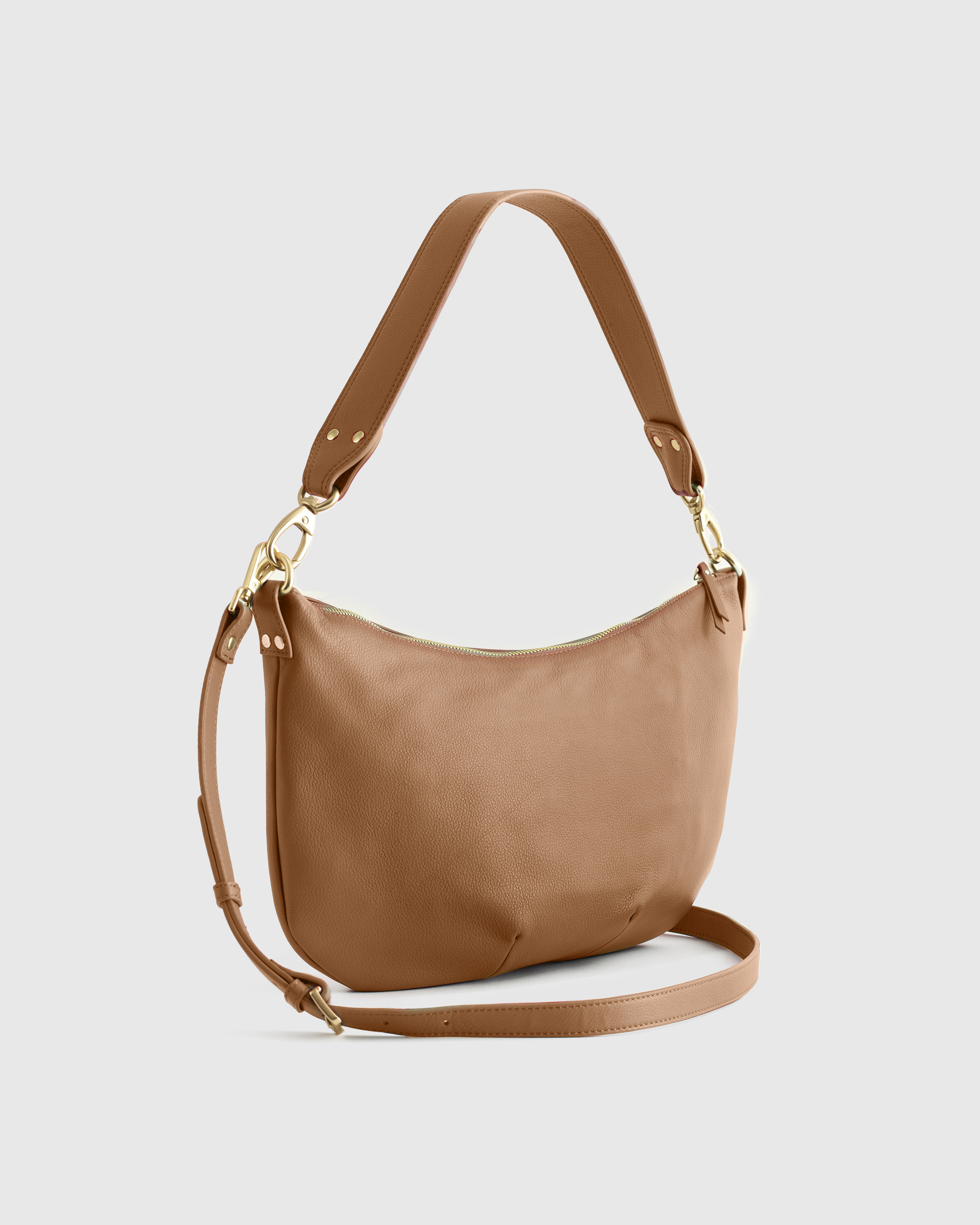 Italian Leather Convertible Crescent Shoulder Bag — Image 14