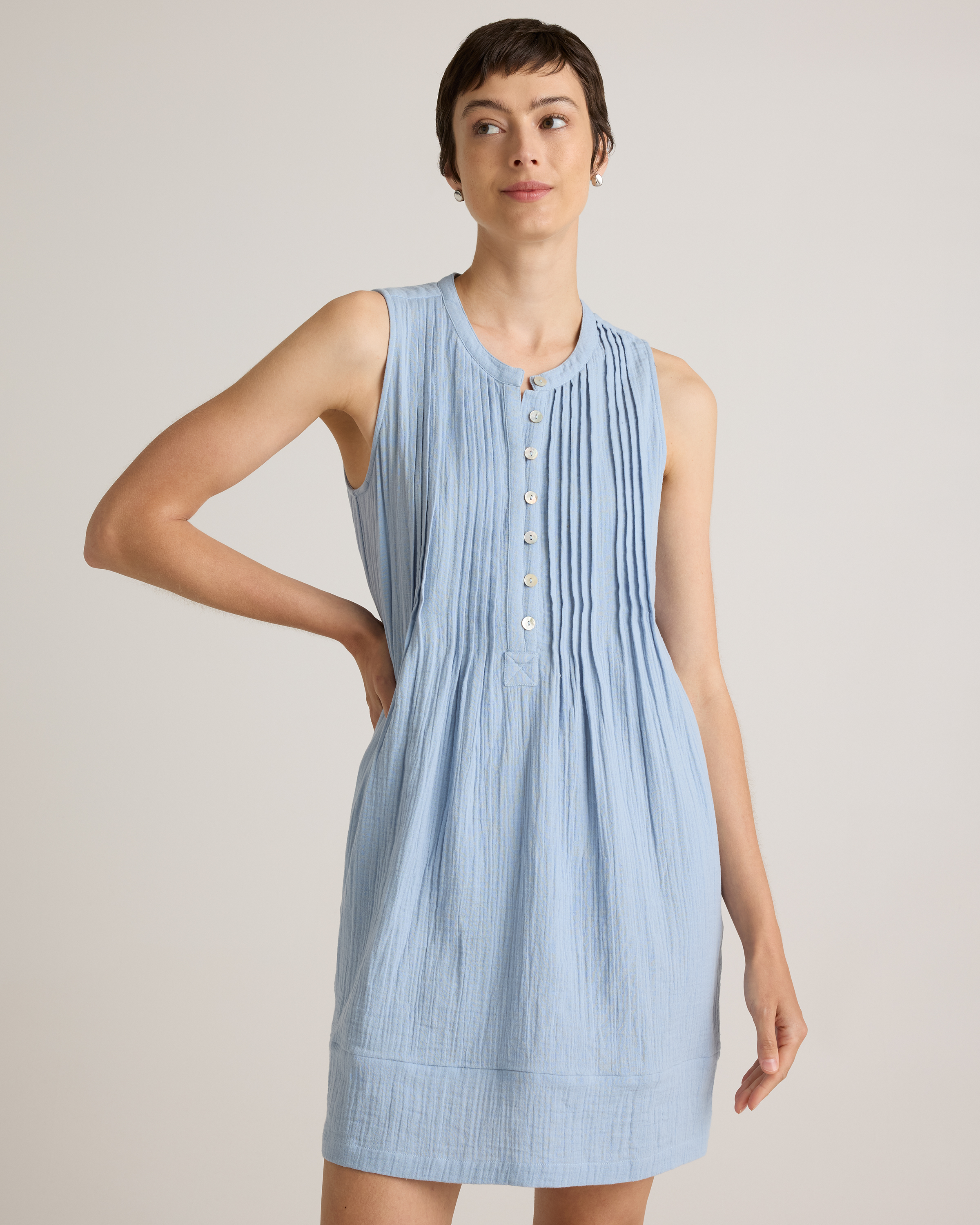 100% Organic Cotton Gauze Sleeveless Swing Dress — Image 10