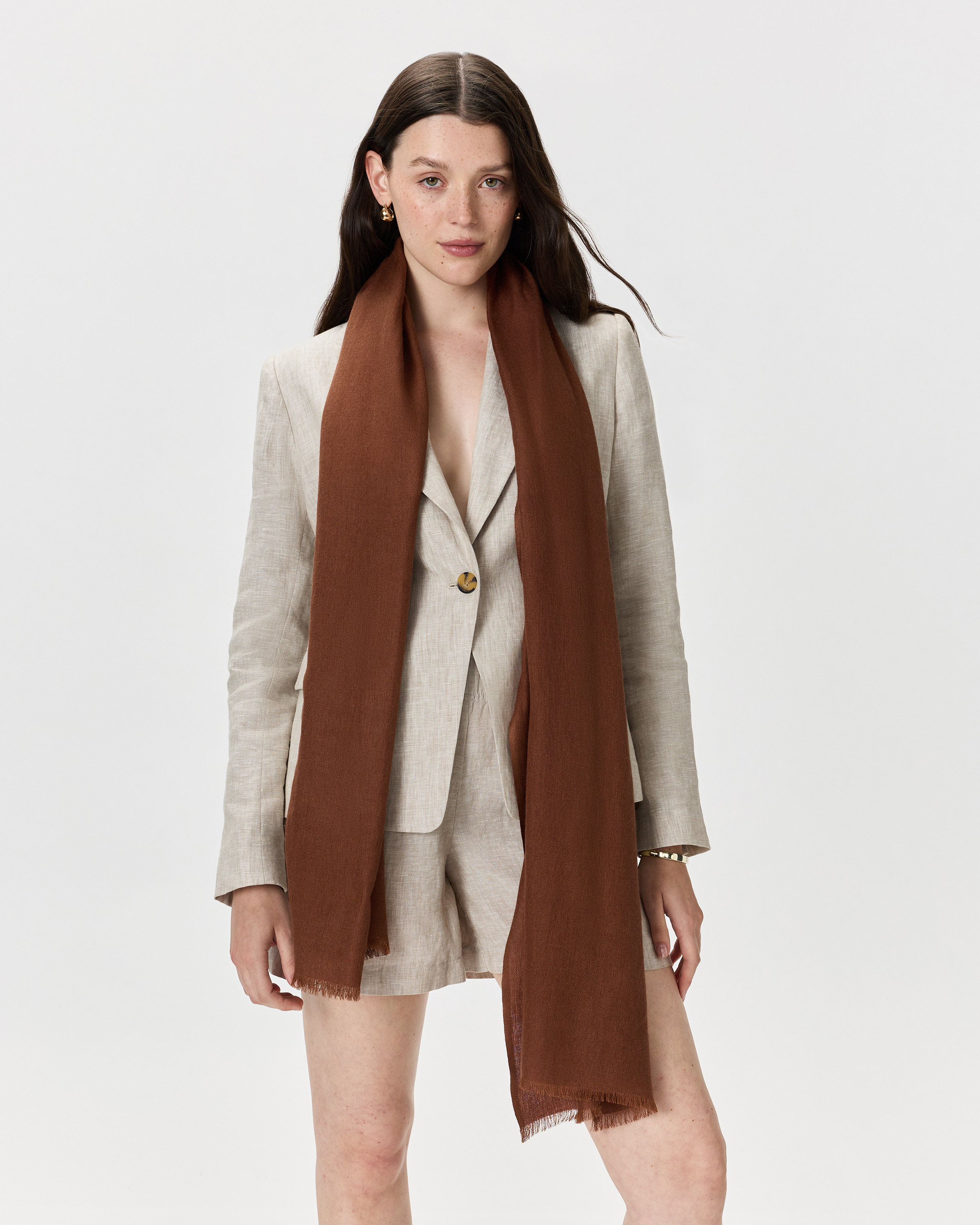 Featherweight Cashmere Silk Frayed Edge Scarf — Image 29