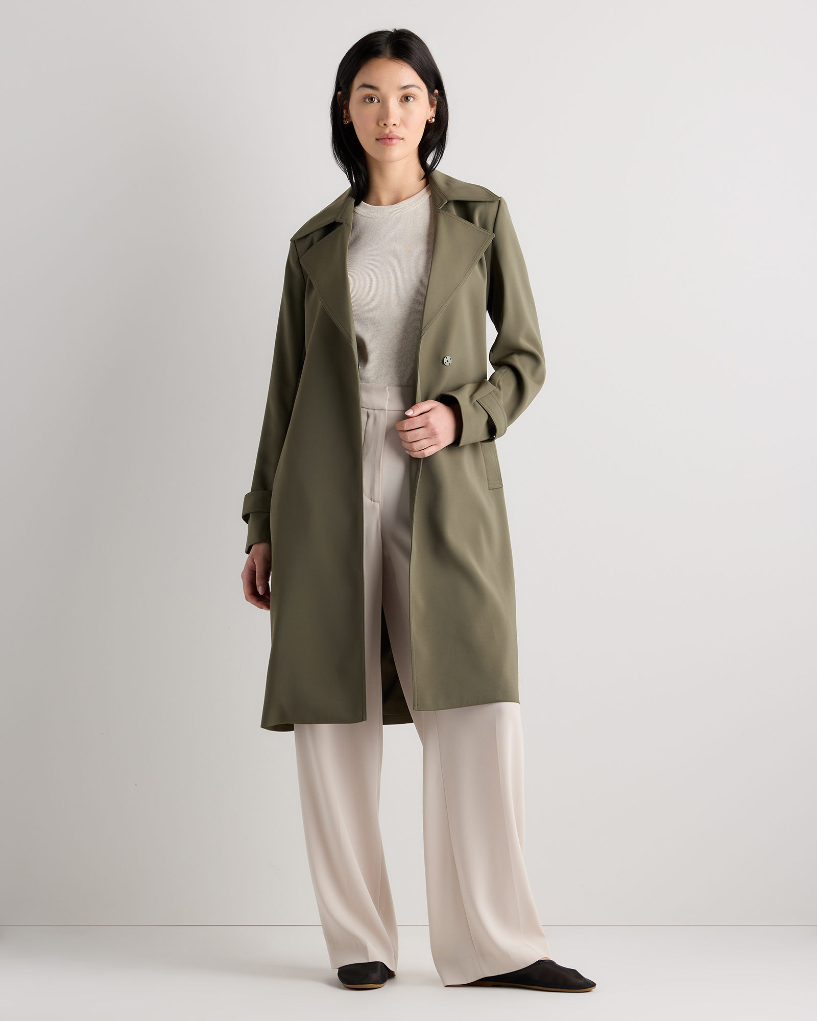 Stretch Crepe Trench Coat — Image 32