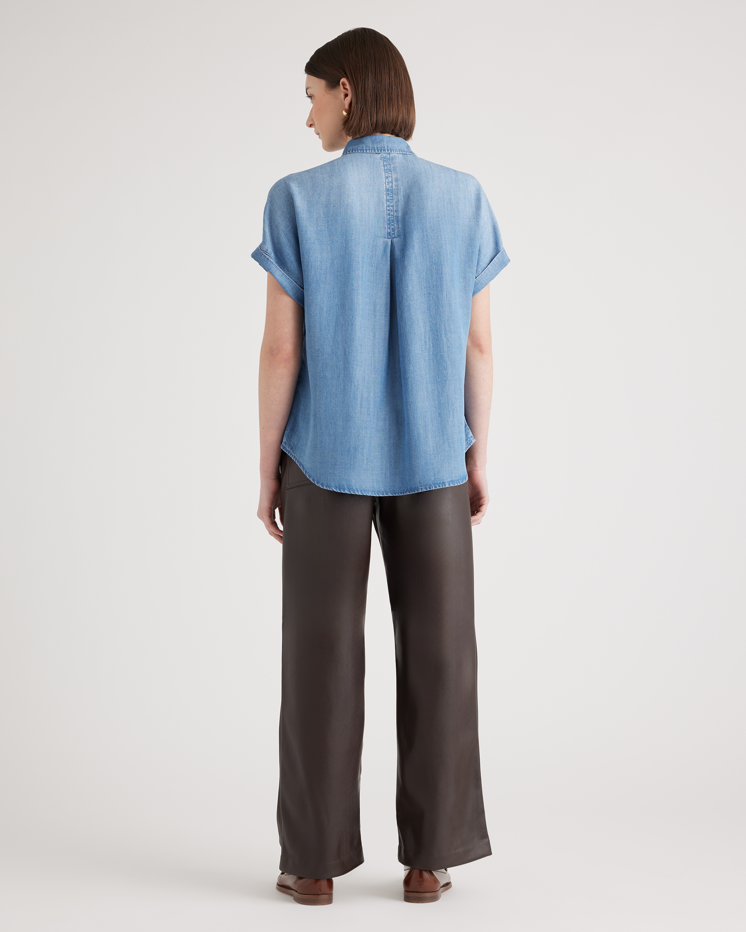 Chambray Tencel Short Sleeve Shirt — Image 7