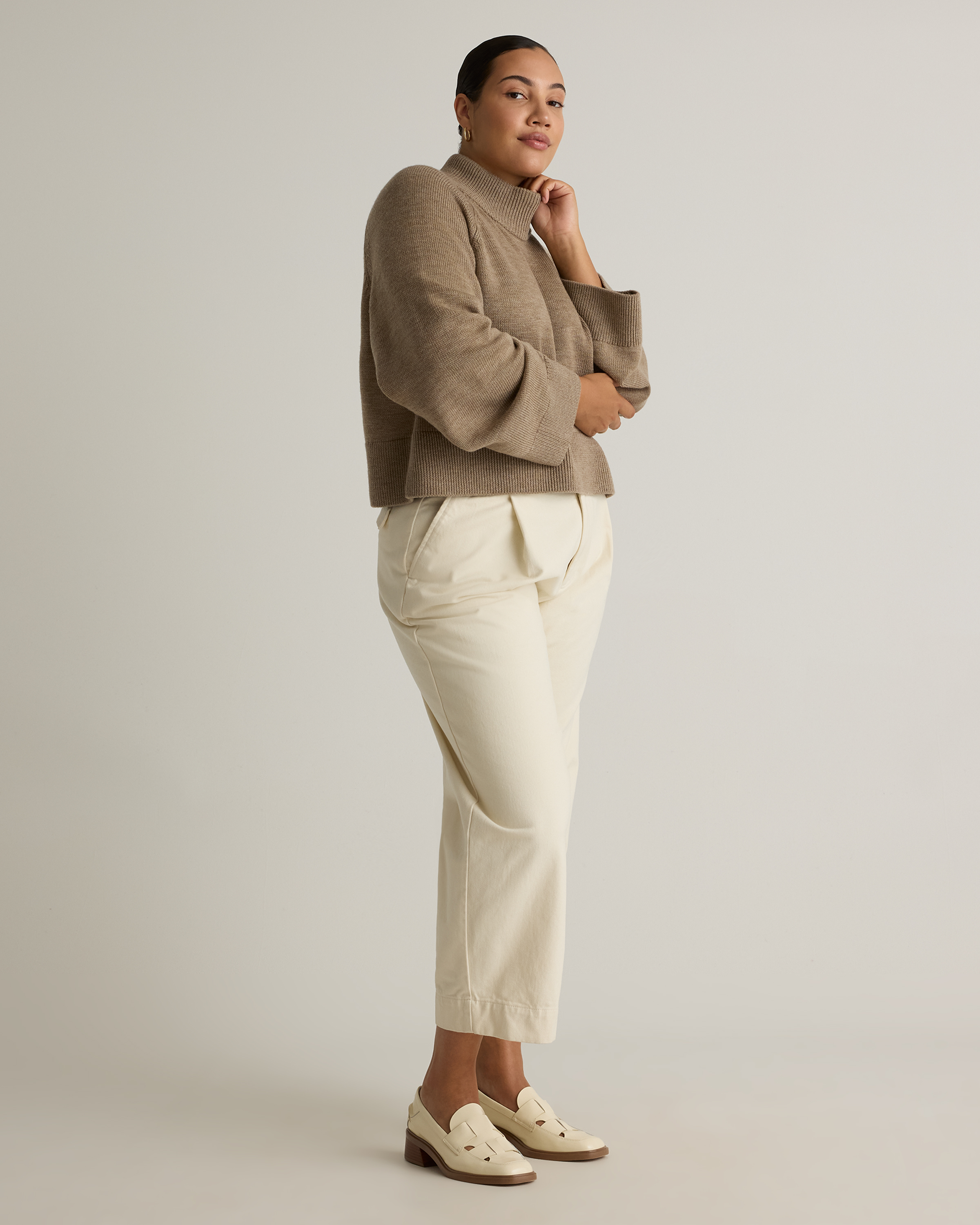 Australian Merino Wool Cropped Mock Neck Sweater — Image 18