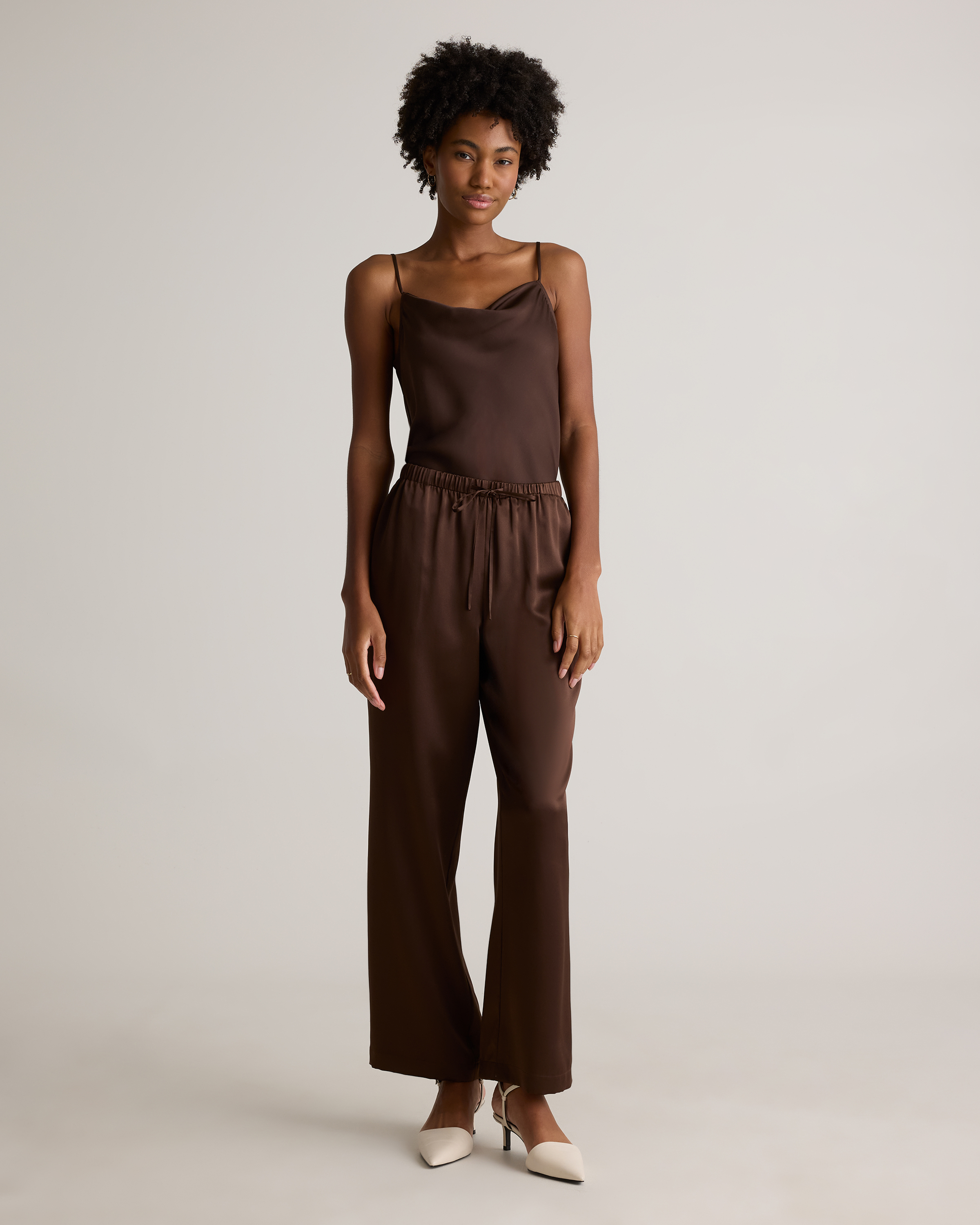 100% Washable Silk Drawstring Wide Leg Pants — Image 46