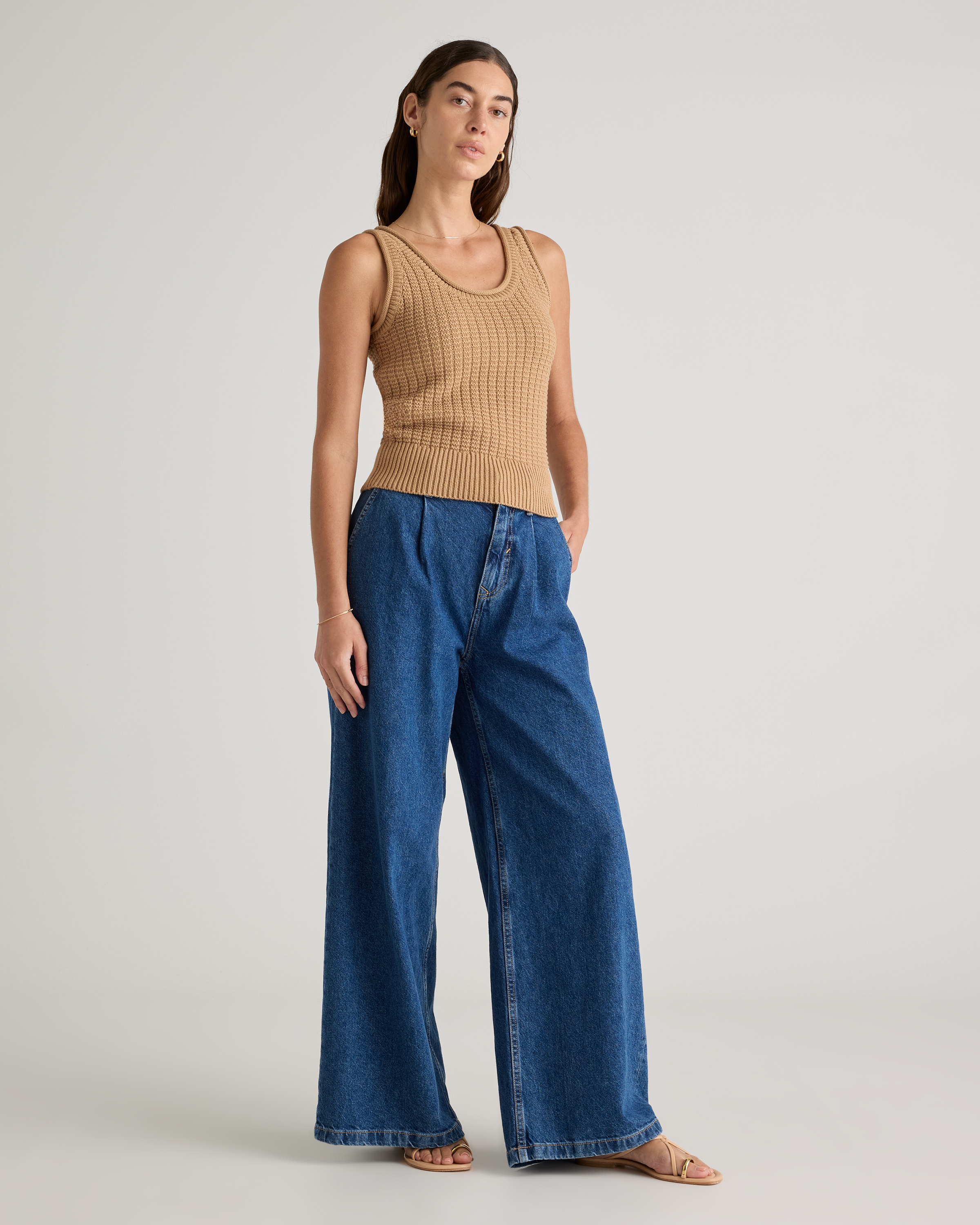 100% Organic Cotton Waffle Cropped Sweater Tank — Image 11