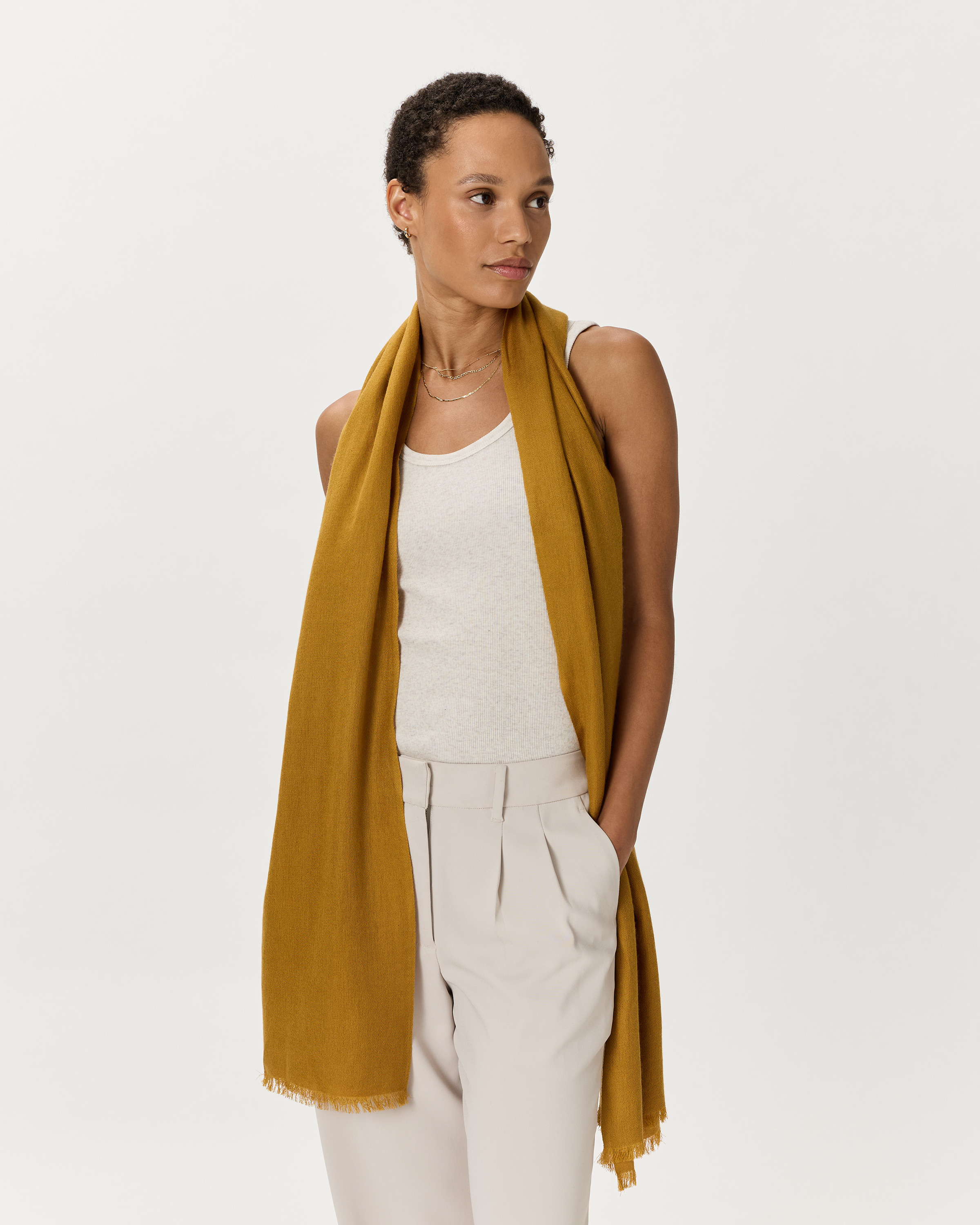 Featherweight Cashmere Silk Frayed Edge Scarf — Image 34