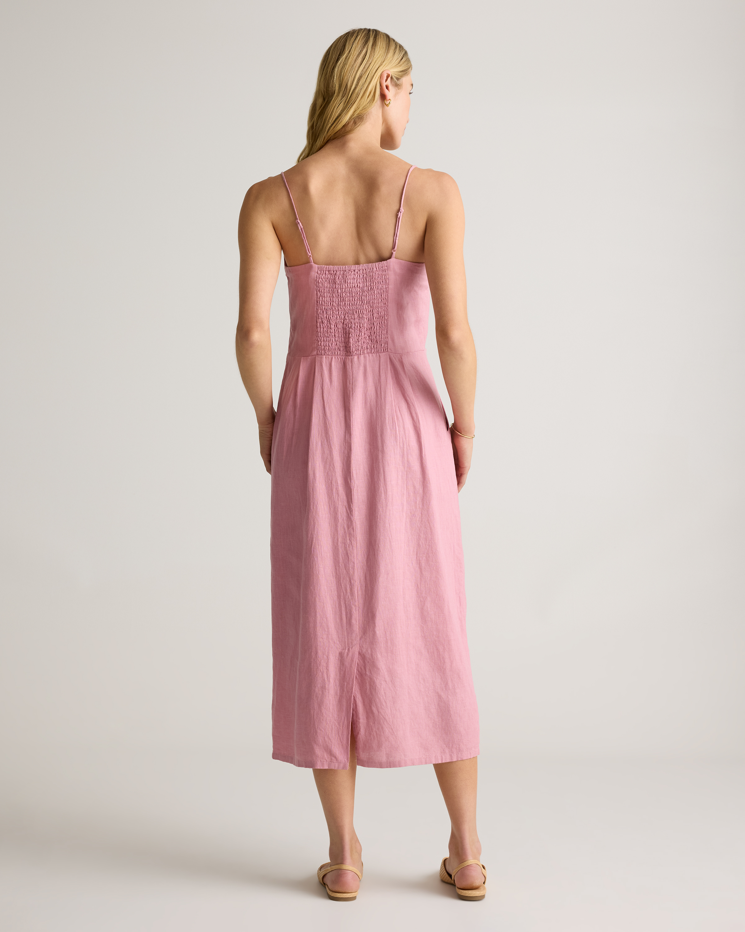 100% European Linen Scoop Neck Midi Dress — Image 29