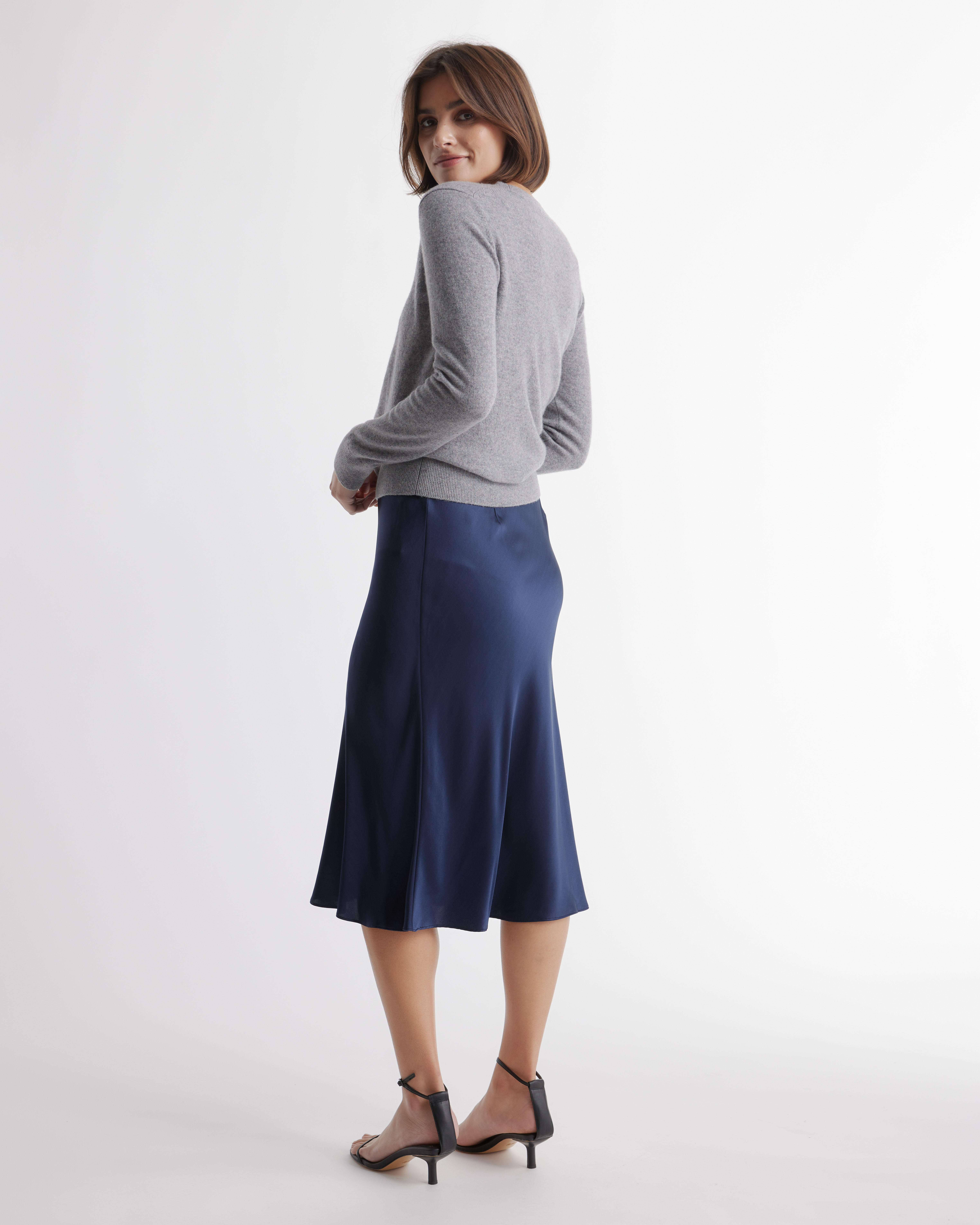 forest-green 100% Washable Silk Skirt — Image 11
