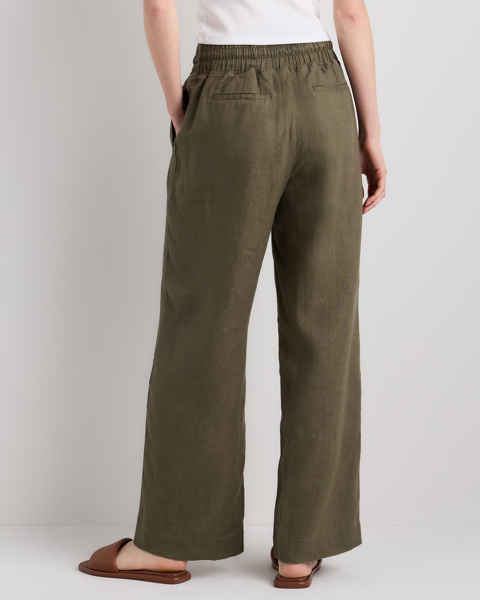 100% European Linen Wide Leg Pants — Image 63