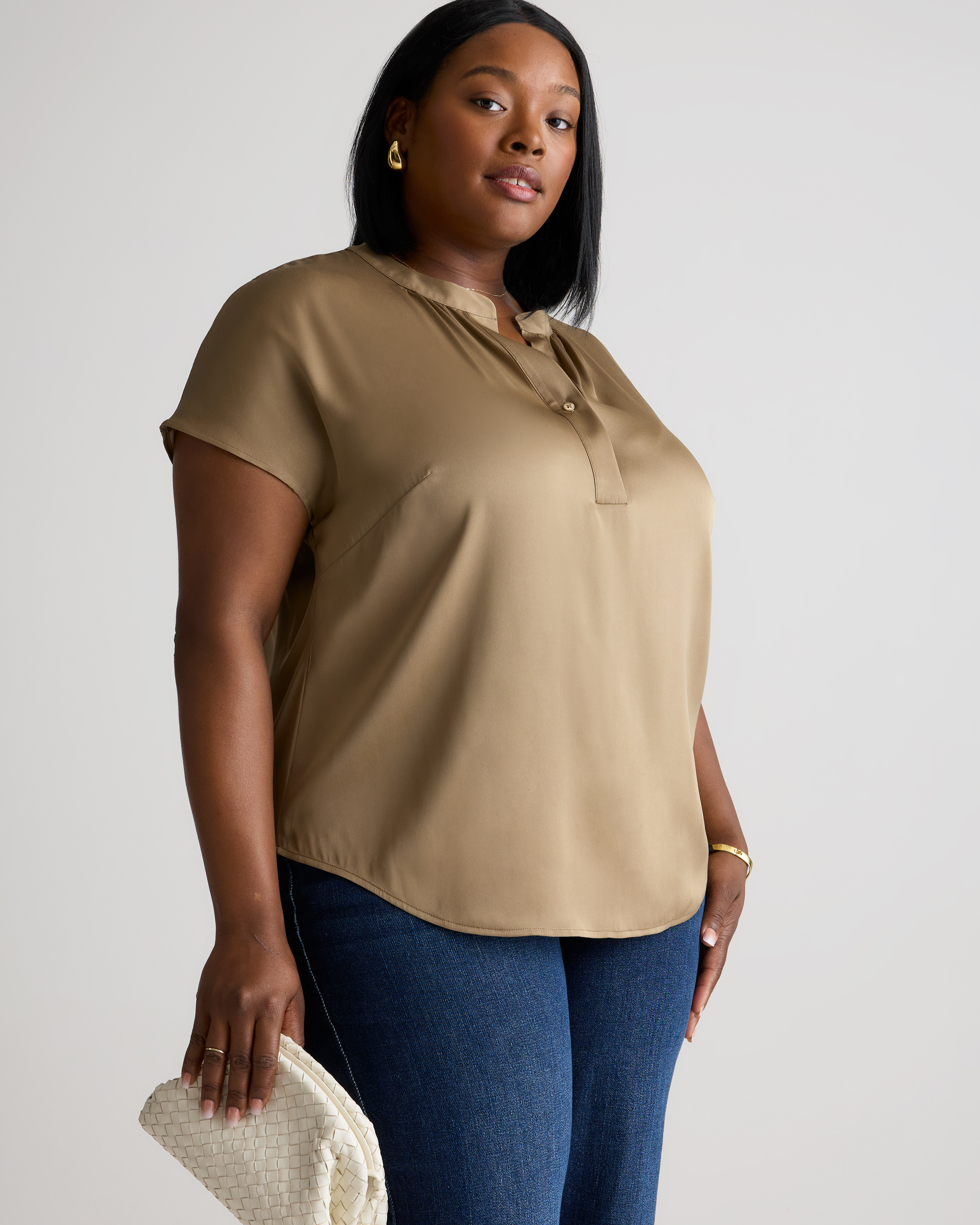 Washable Stretch Silk Dolman Sleeve Blouse — Image 17