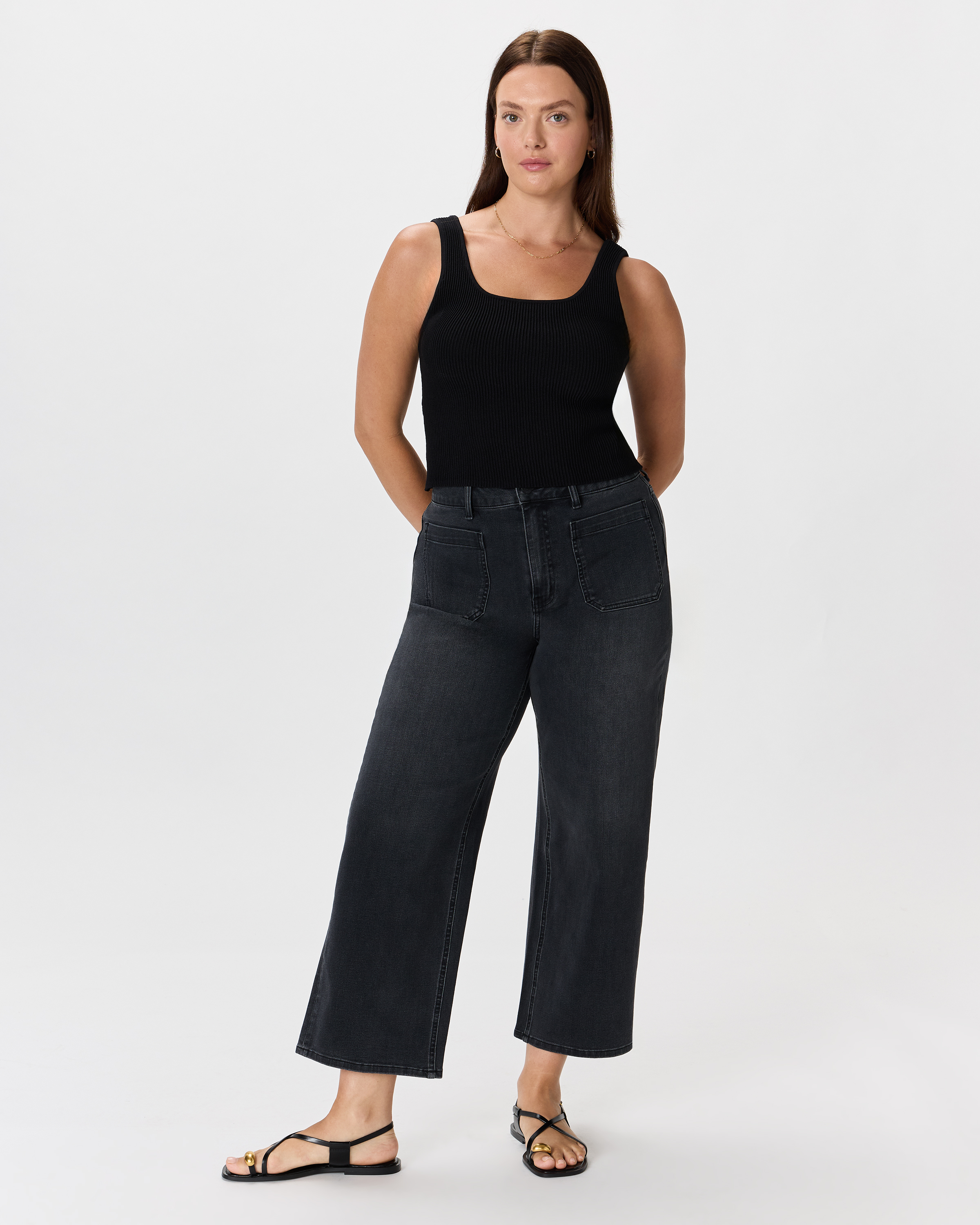 Bella Stretch Patch Pocket Wide Leg Jeans — Image 12