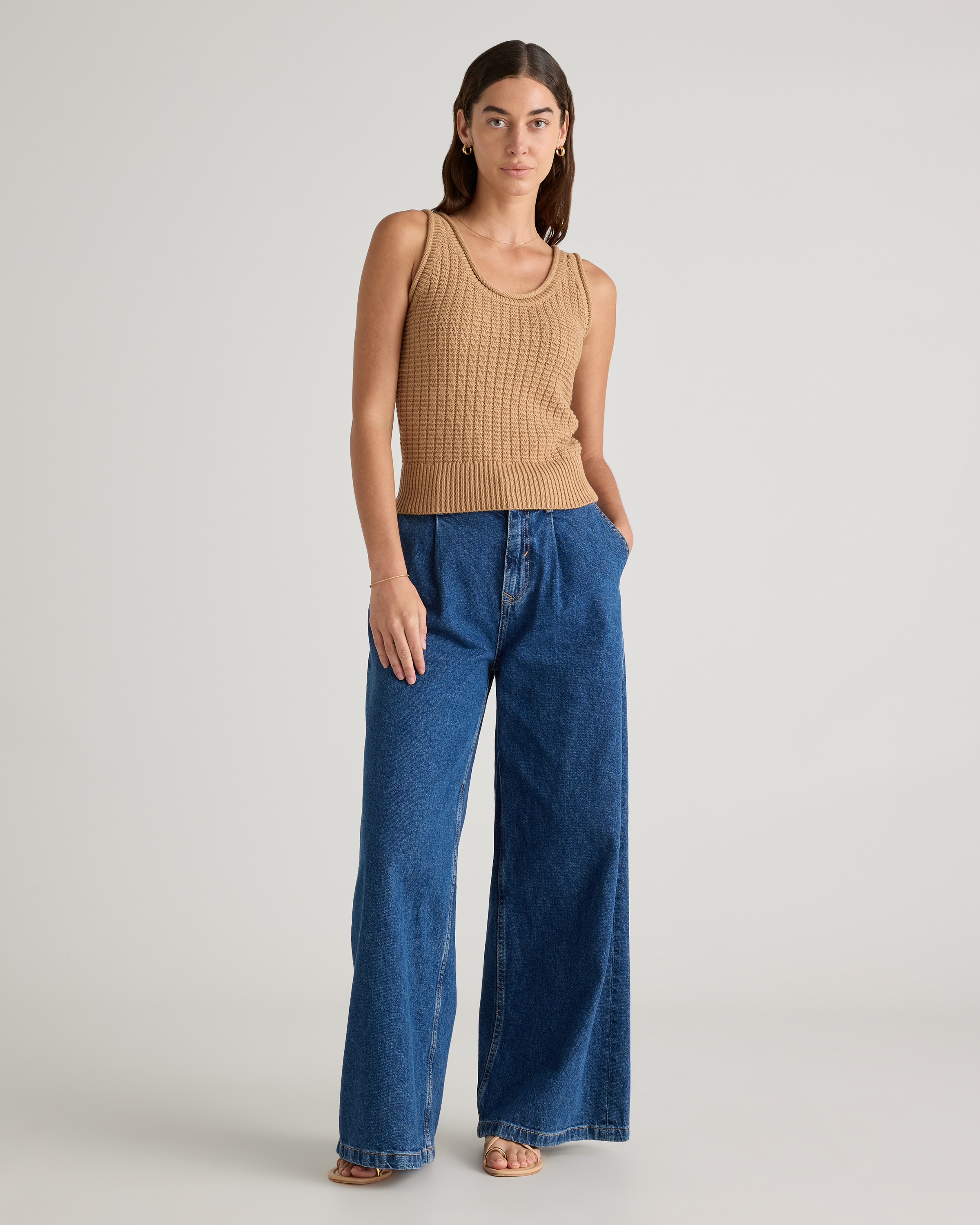 100% Organic Cotton Waffle Cropped Sweater Tank — Image 12