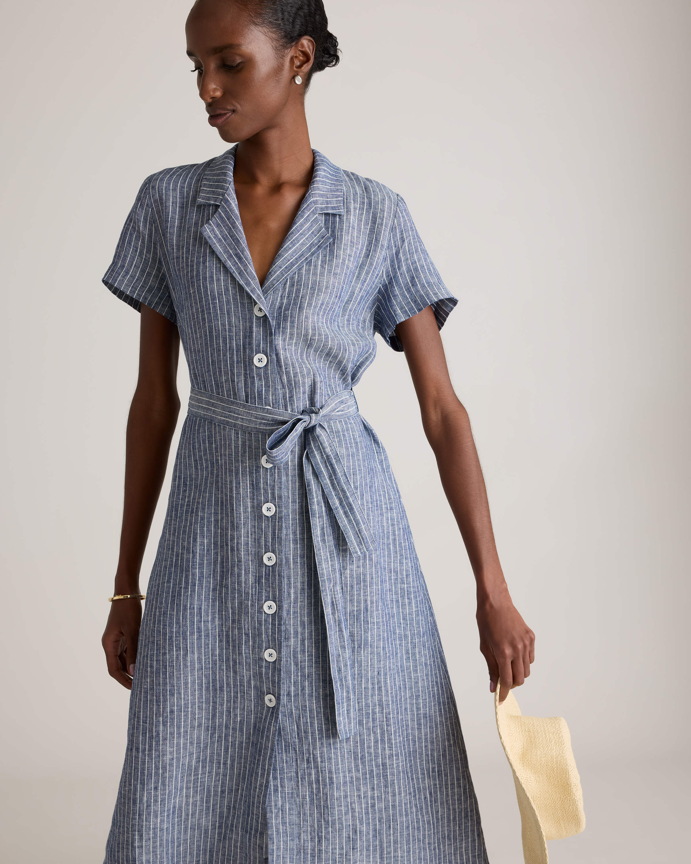 100% European Linen Button Front Dress — Image 17