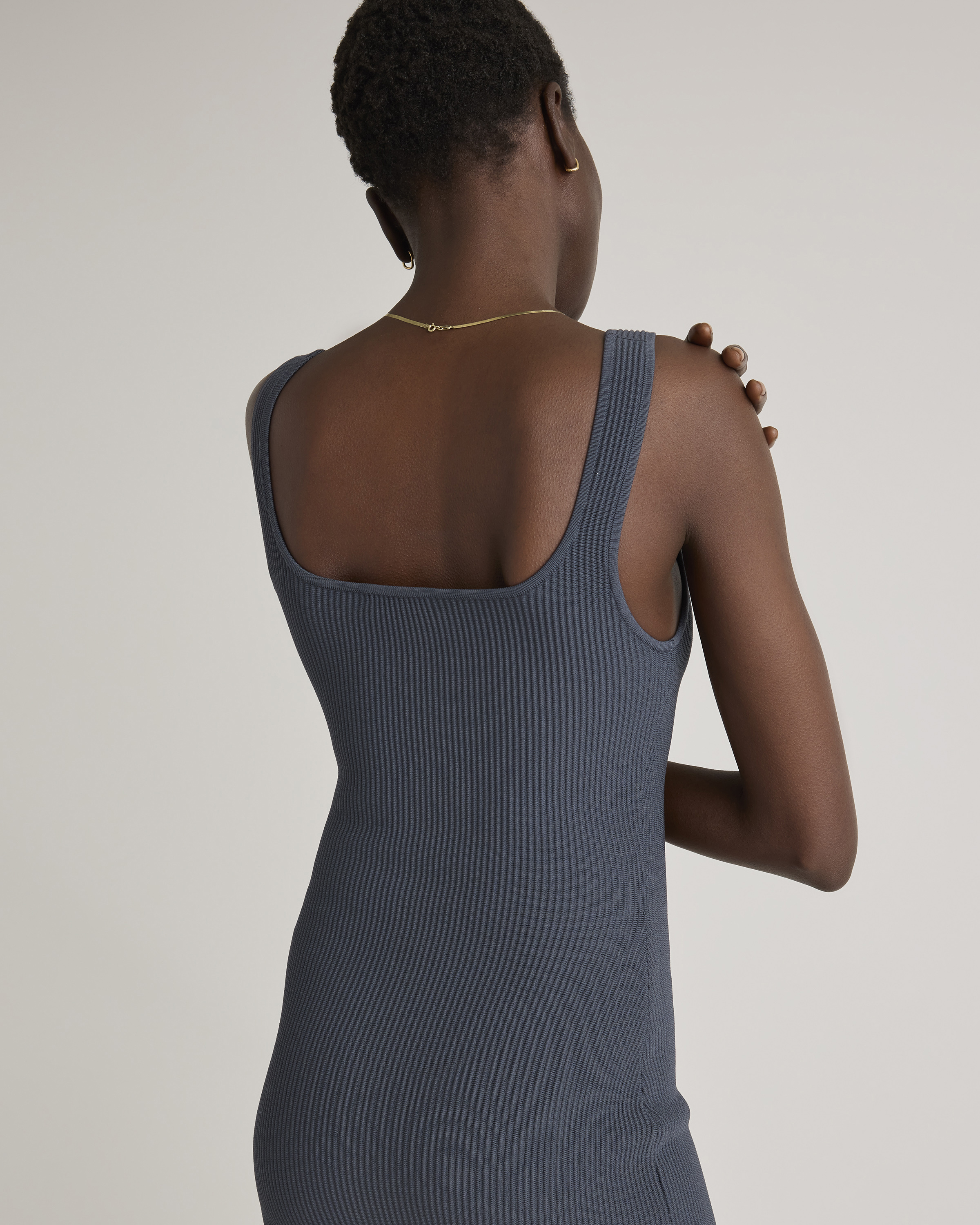 Square Neck Ribbed Knit Mini Dress — Image 5
