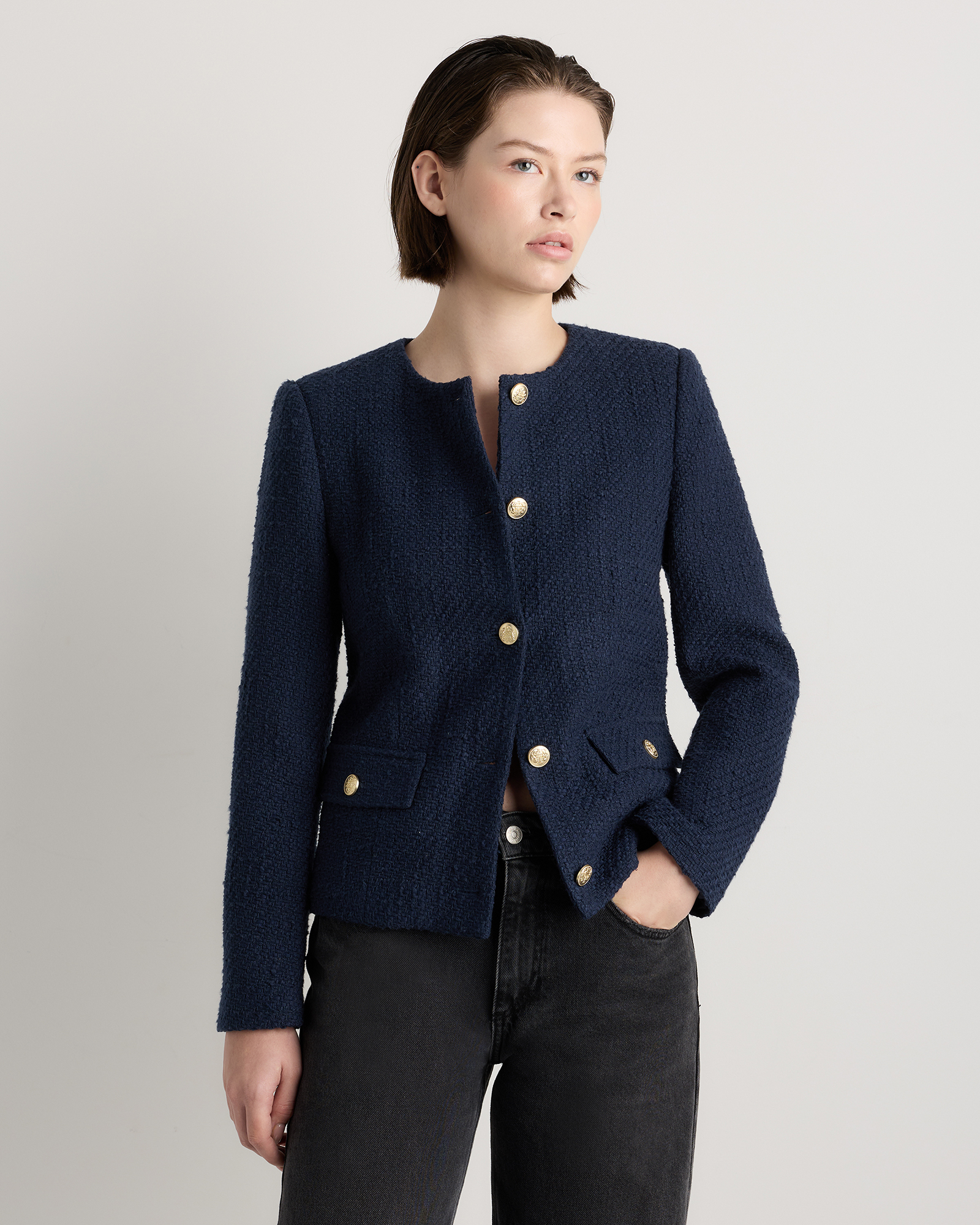 Tweed Collarless Jacket — Image 6