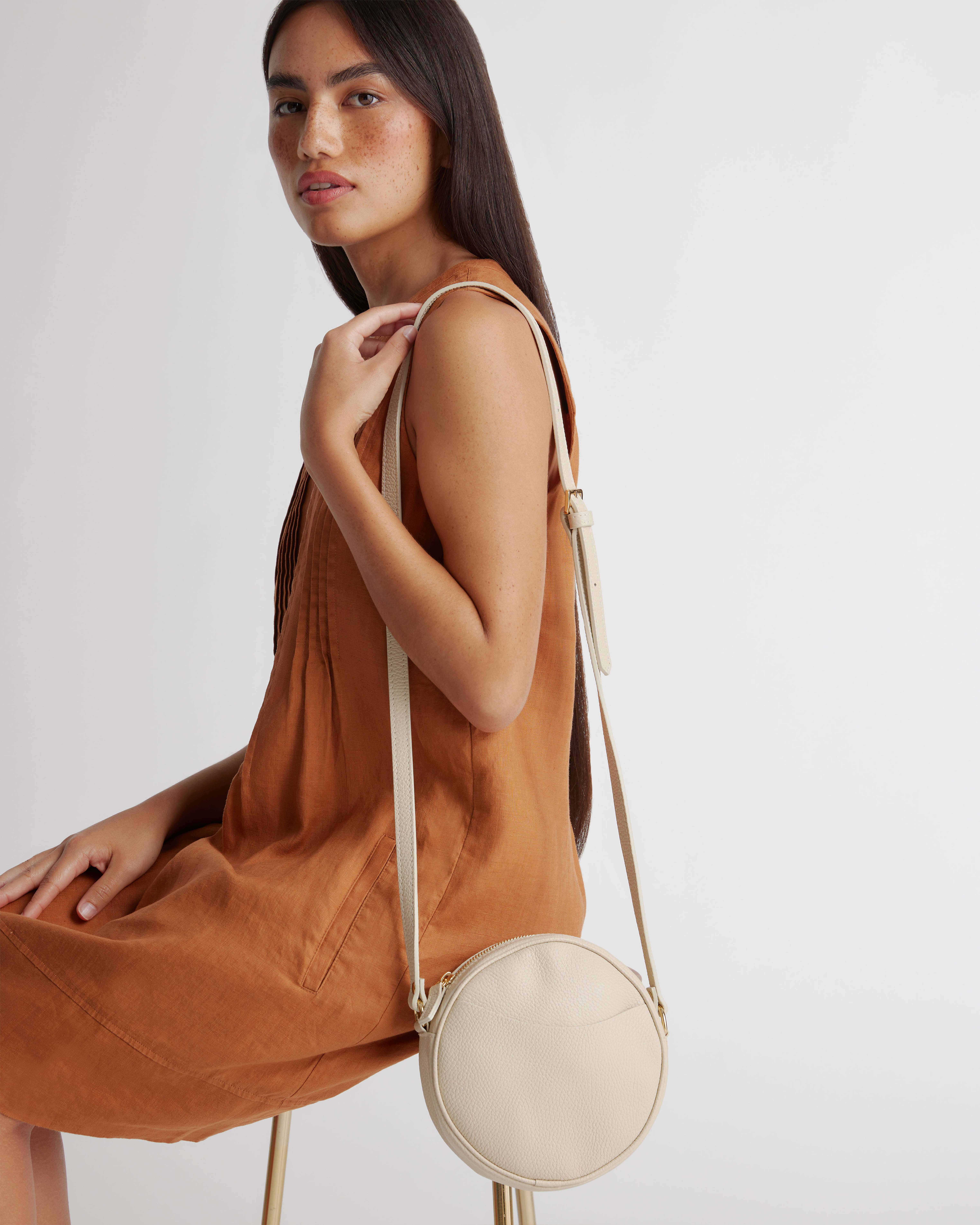 Italian Leather Circle Crossbody Bag — Image 5