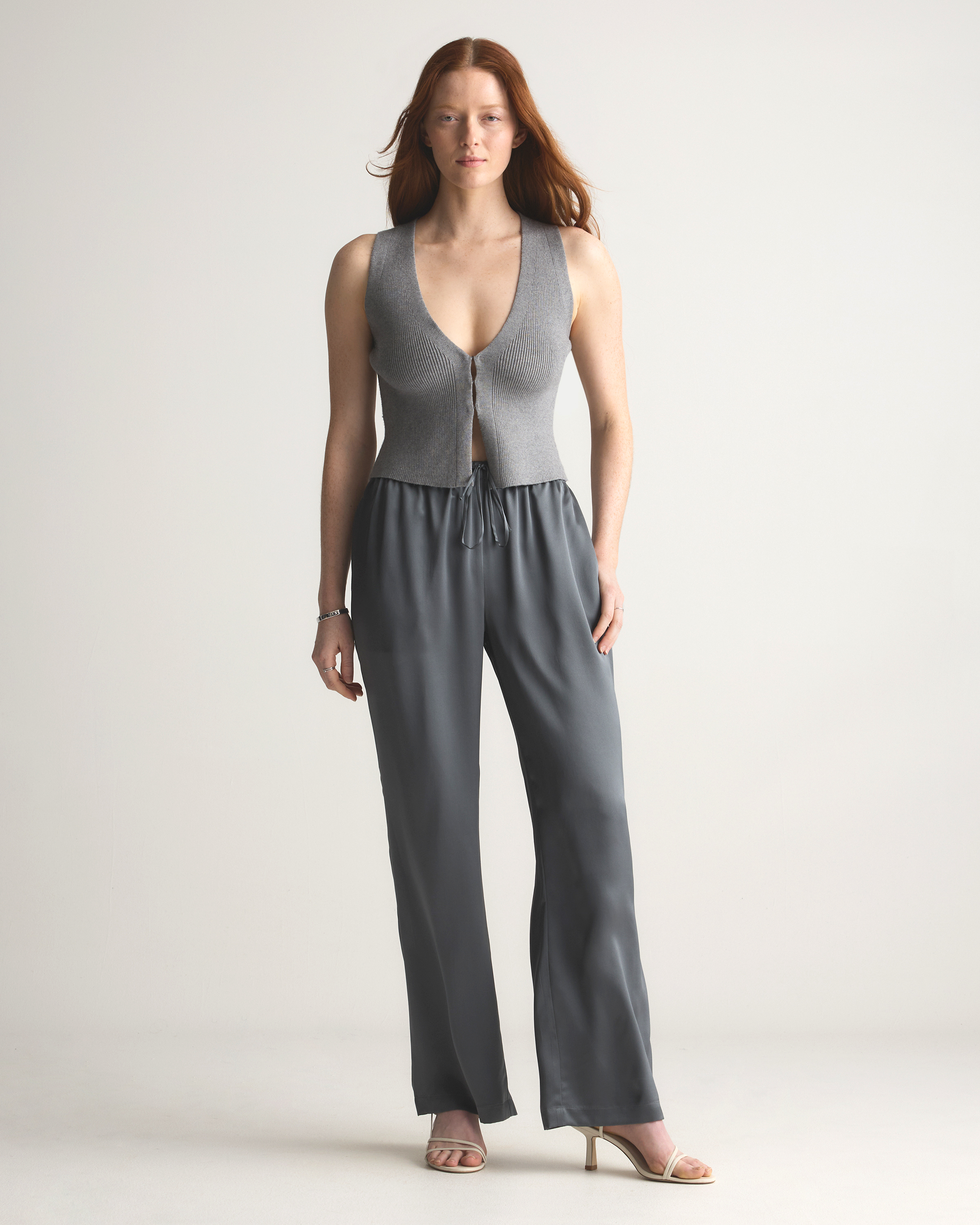 100% Washable Silk Drawstring Wide Leg Pants — Image 20