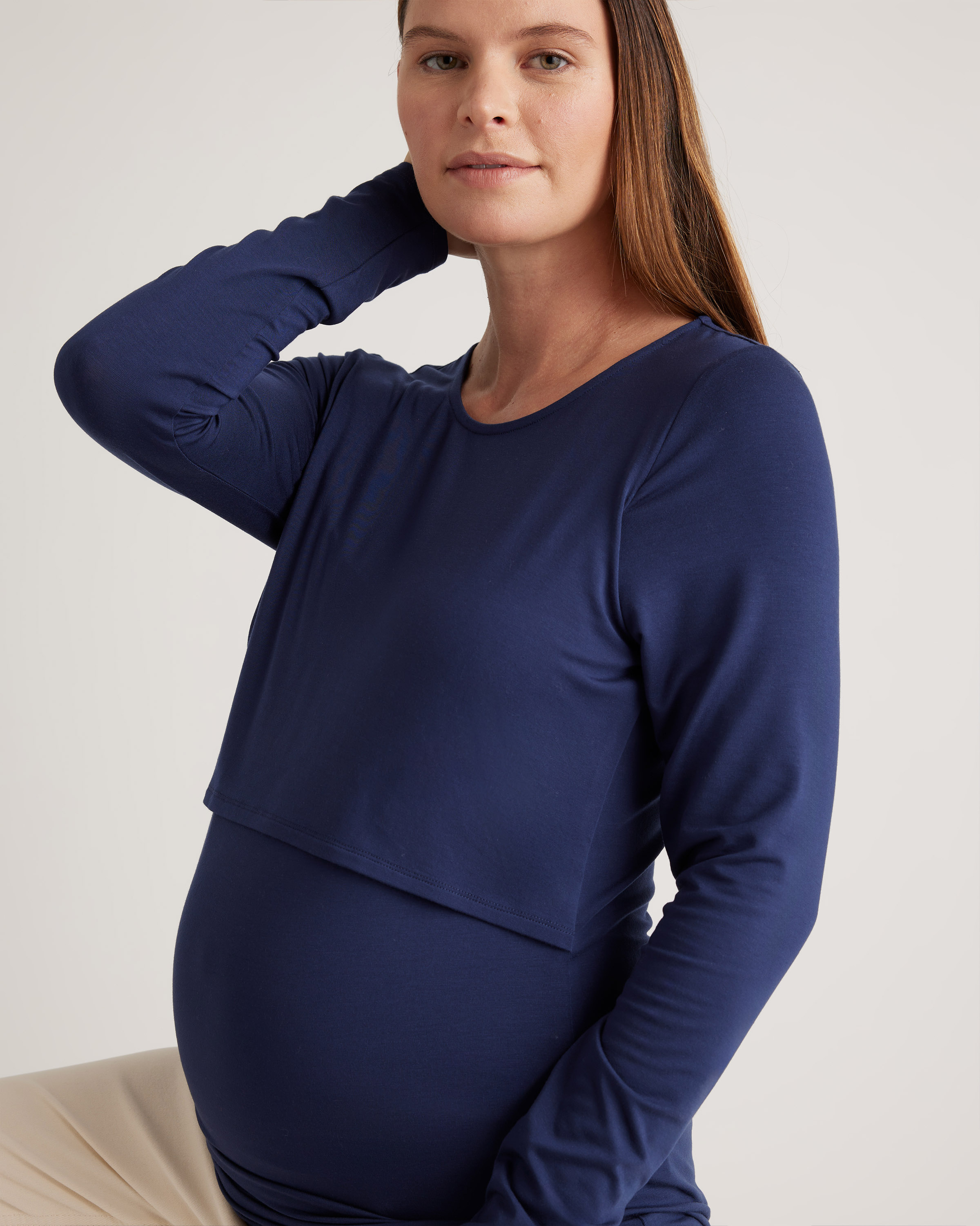 Tencel Jersey Maternity & Nursing Long Sleeve Relaxed Fit Tee 2-Pack — Image 12