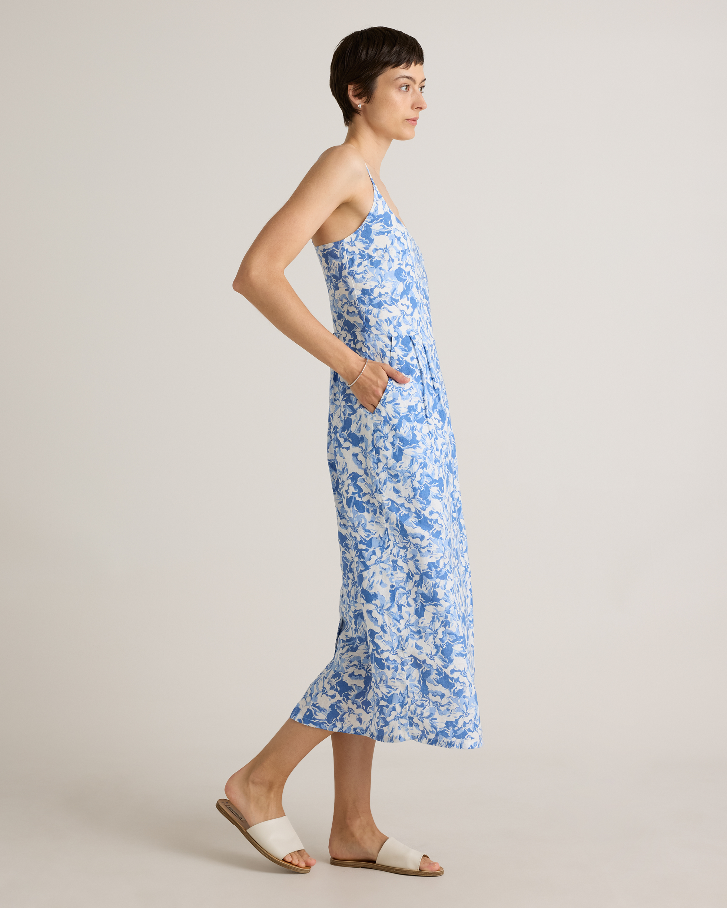 100% European Linen Scoop Neck Midi Dress — Image 22