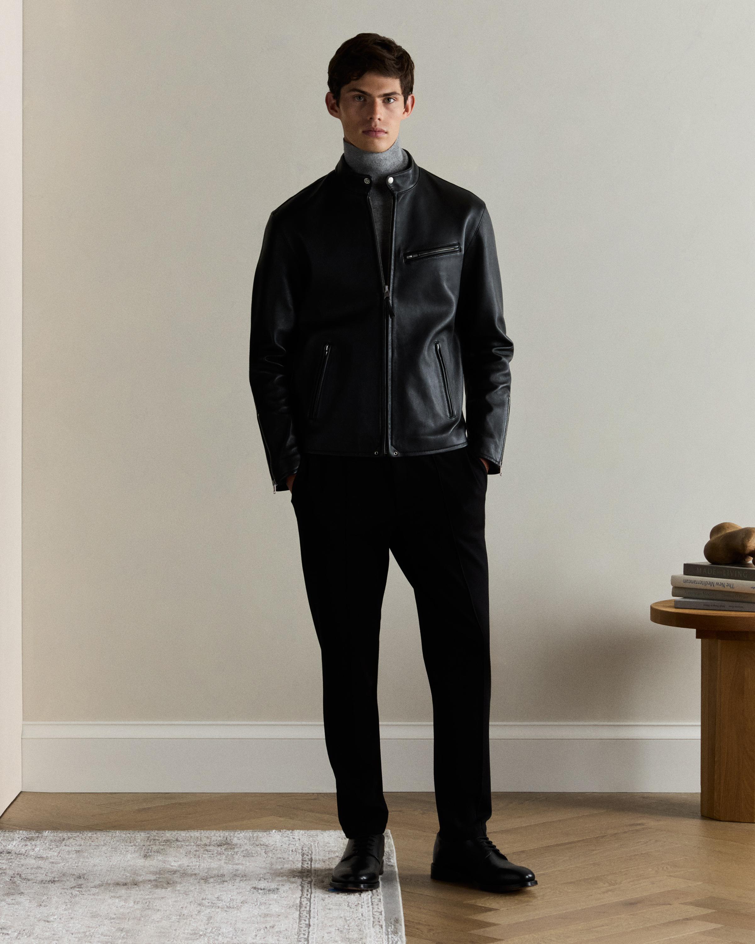100% Leather Café Racer Jacket — Image 8